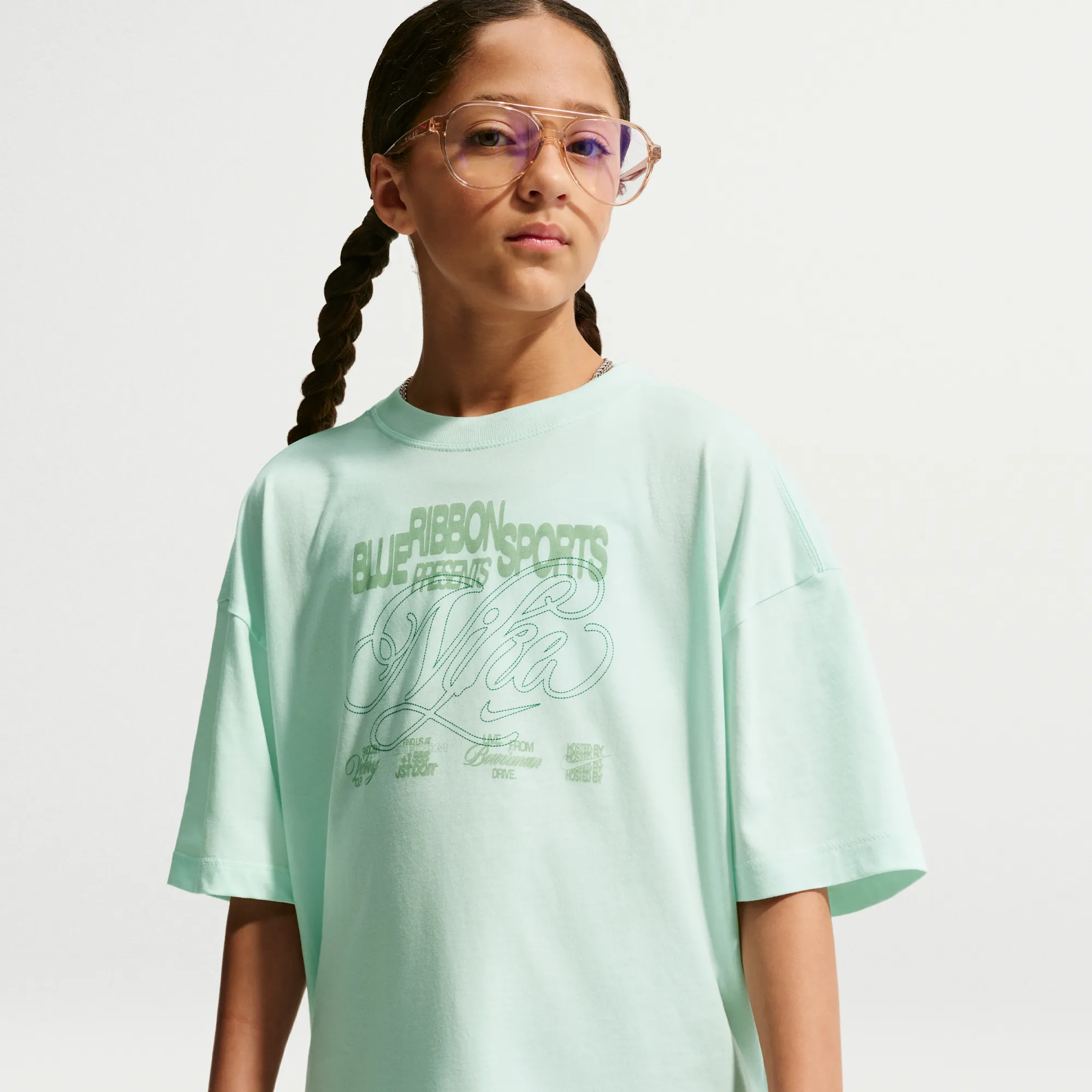 Nike Older Kids' Oversized T-Shirt - Green - Cotton