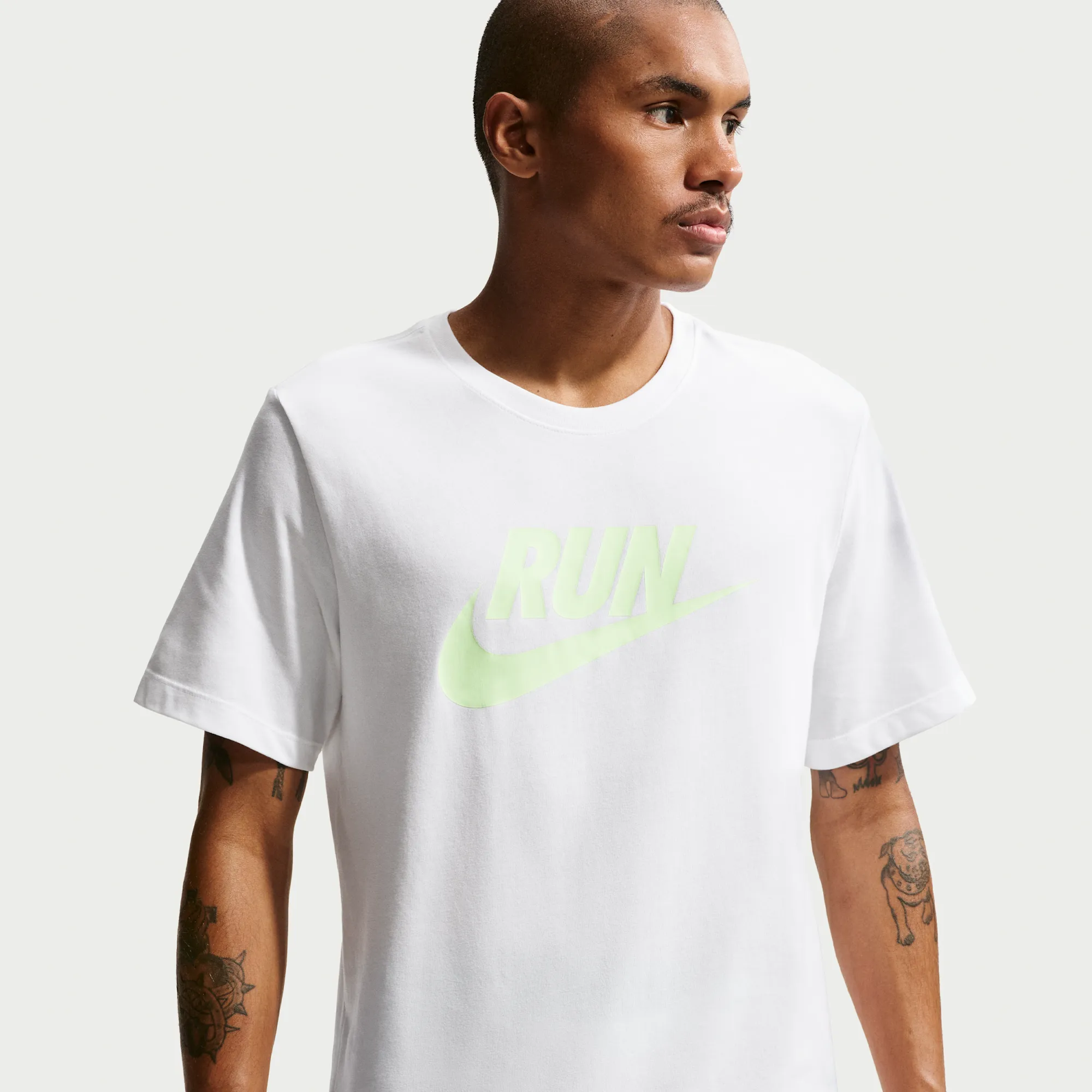 Nike Men's Dri-FIT Running T-Shirt - White - Cotton/Polyester