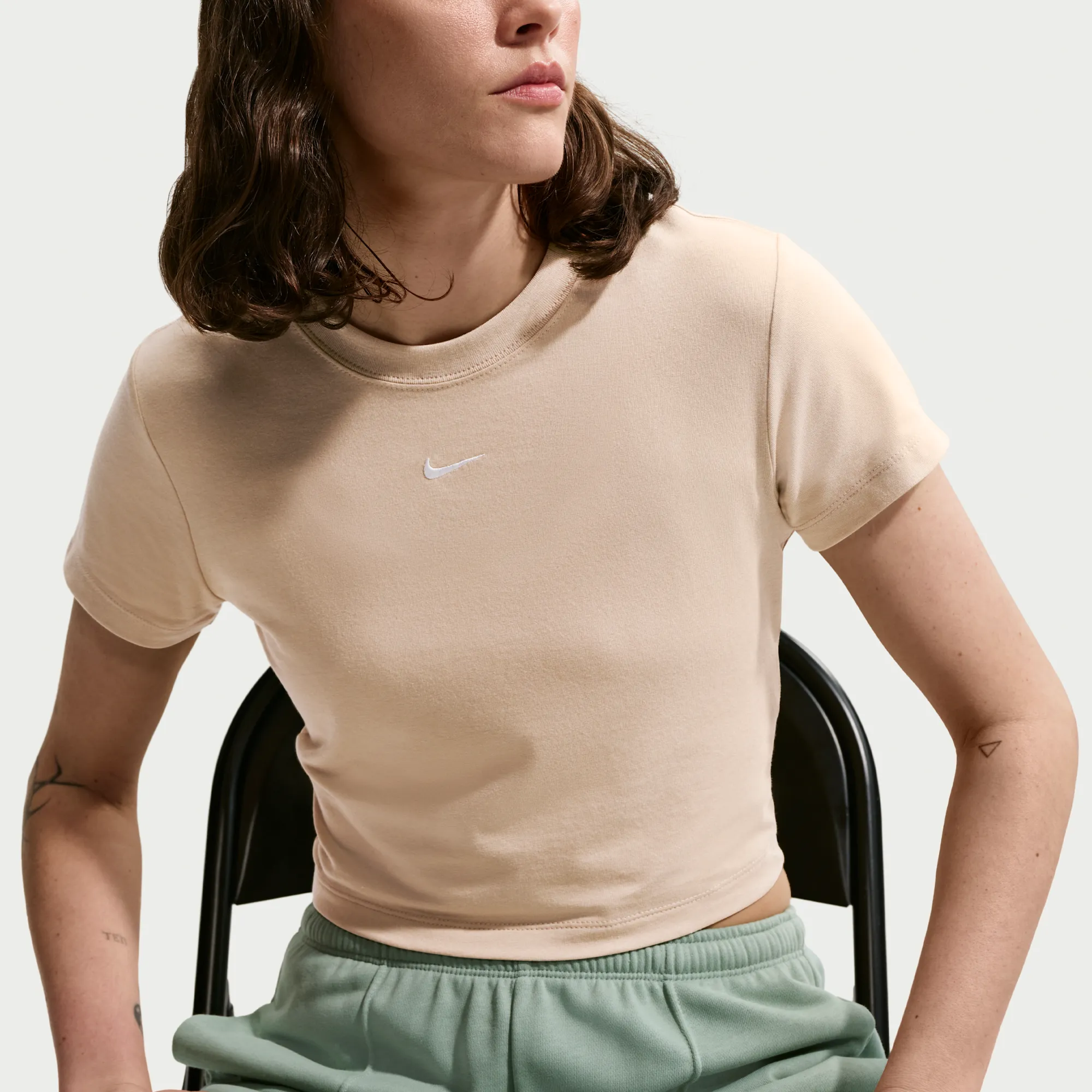 Nike Chill Knit Women's Cropped T-Shirt - Brown - Modal/Cotton/Elastane