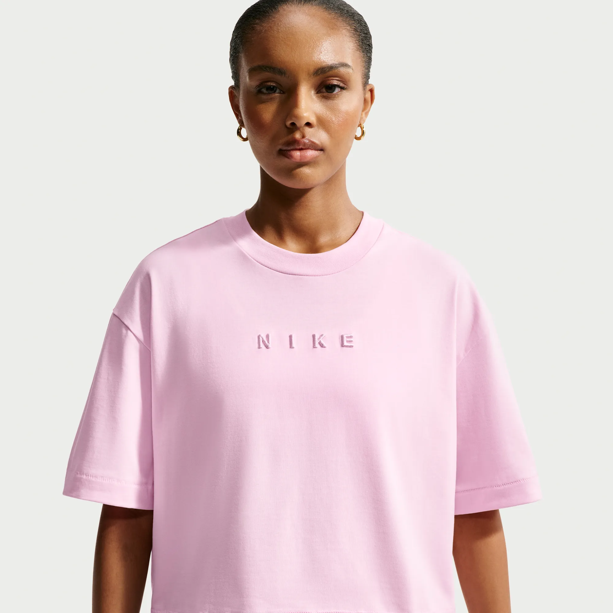 Nike Women's Boxy Short-Sleeve T-Shirt - Pink - Cotton