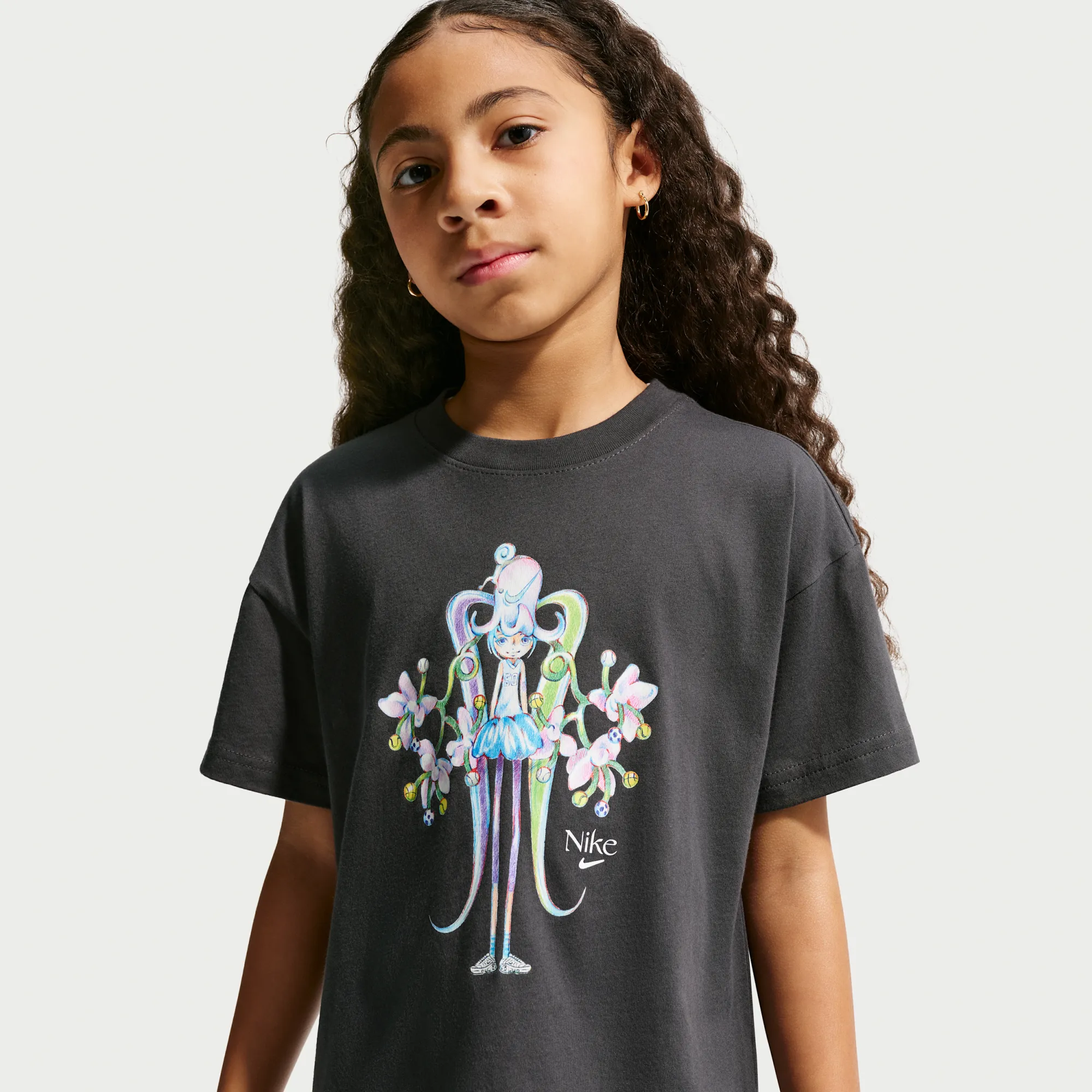 Nike Older Kids' (Girls') T-Shirt - Grey - Cotton