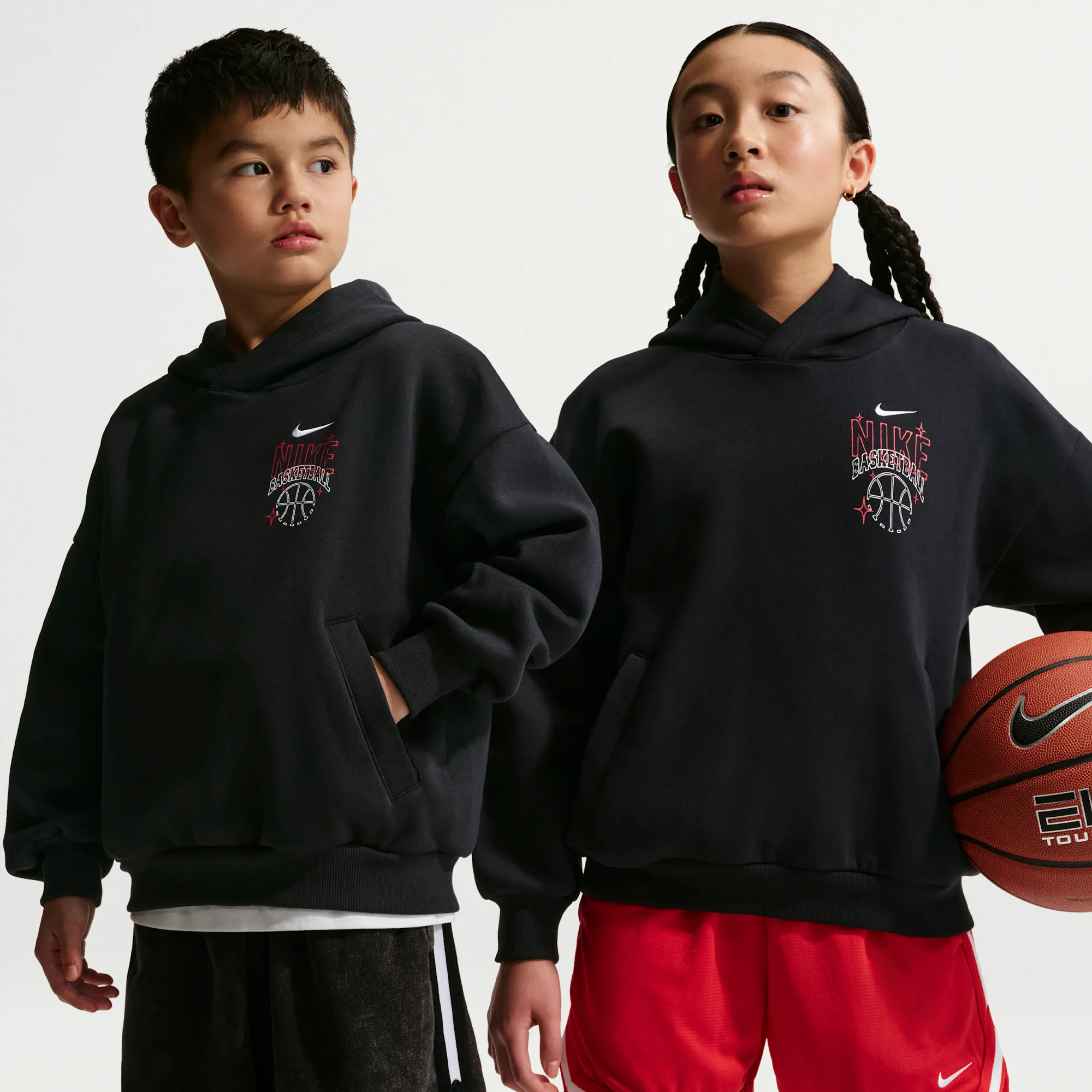 Nike Older Kids' Oversized Fleece Basketball Hoodie - Black - Cotton/Polyester