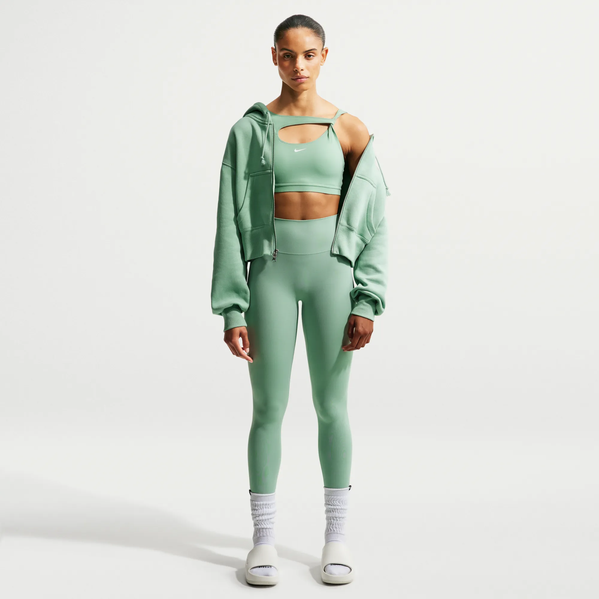 Nike Zenvy High-Waisted Full-Length Leggings with No Front Seam - Green