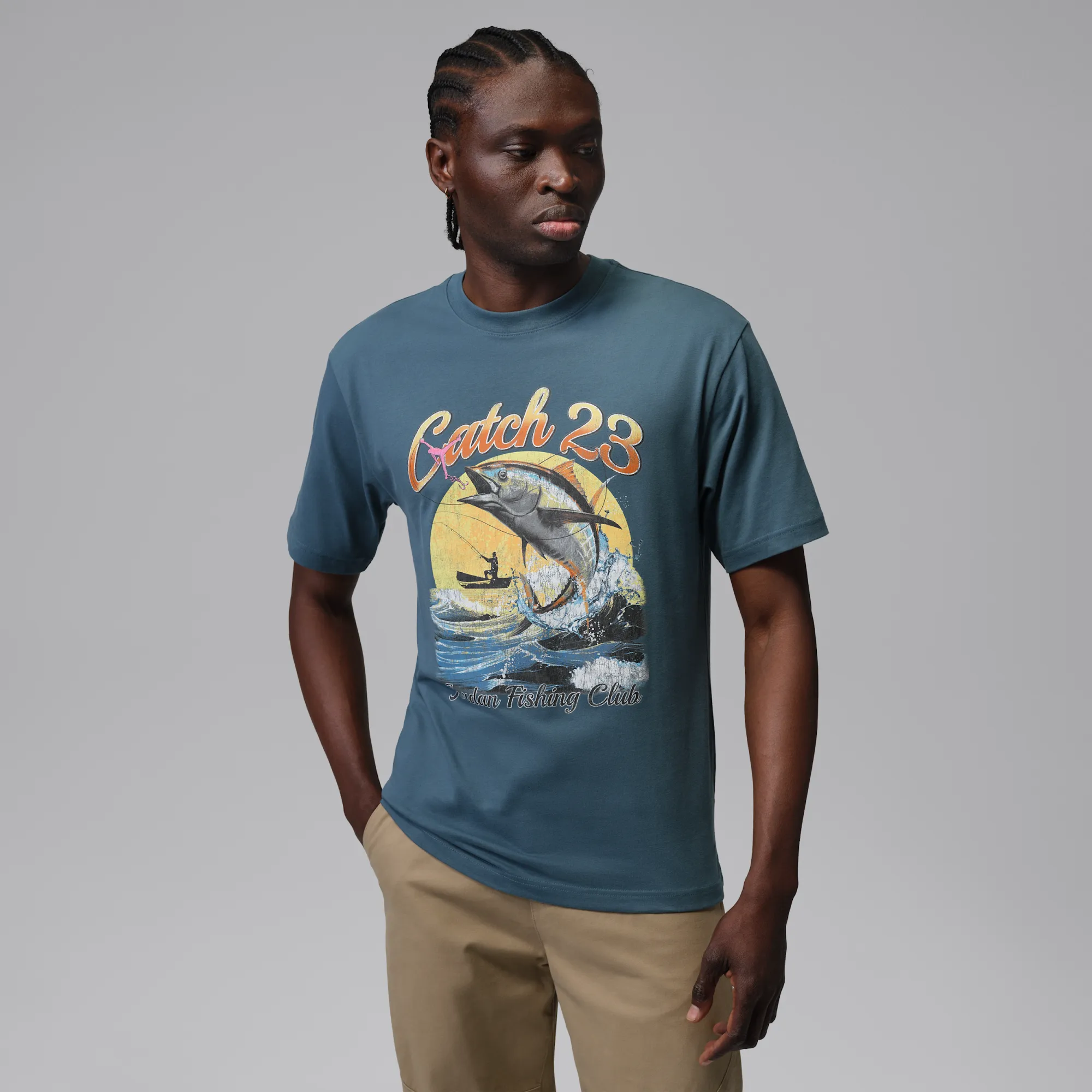 Nike Jordan Men's Graphic T-Shirt - Blue - Cotton