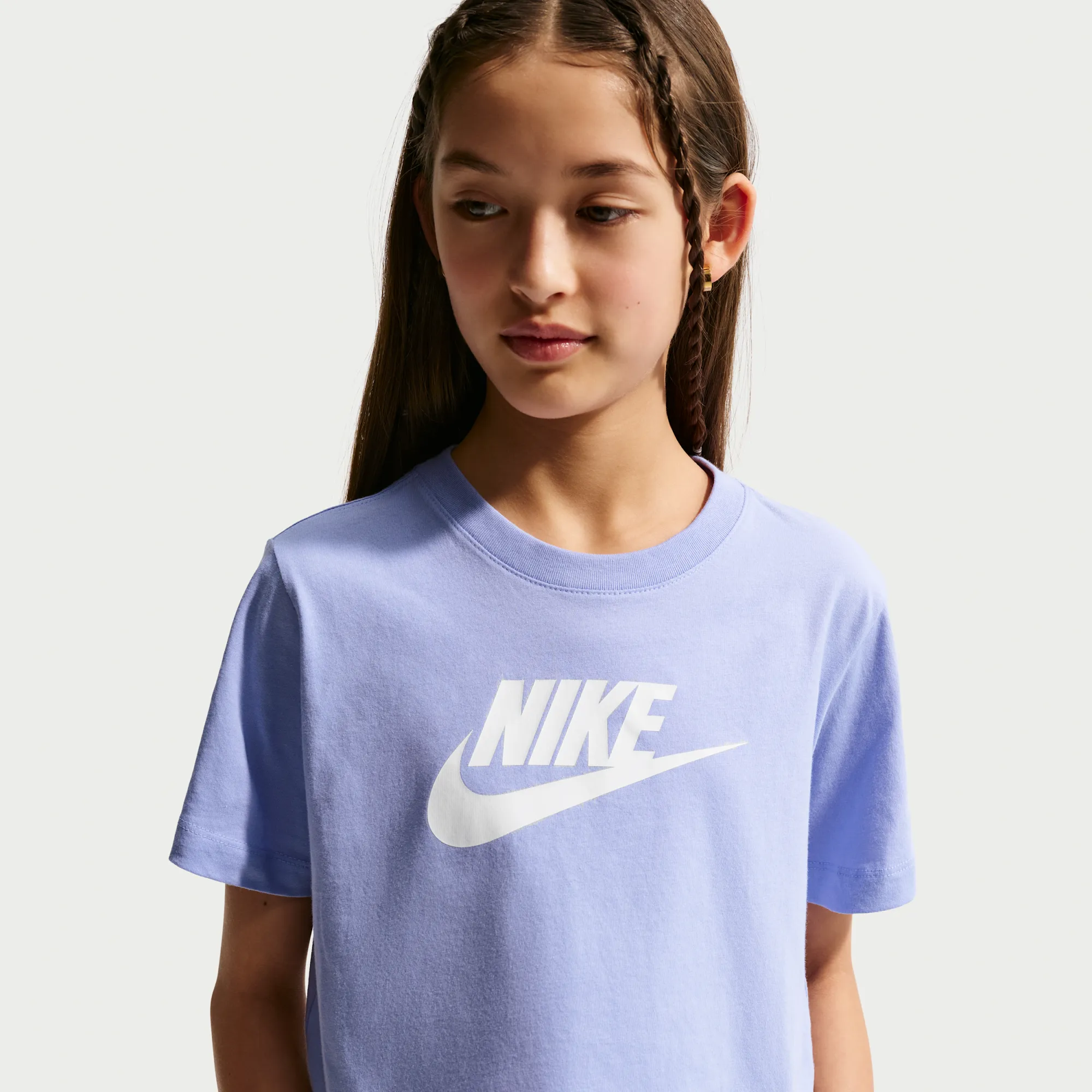 Nike Older Kids' (Girls') Cropped T-Shirt - Purple - Cotton
