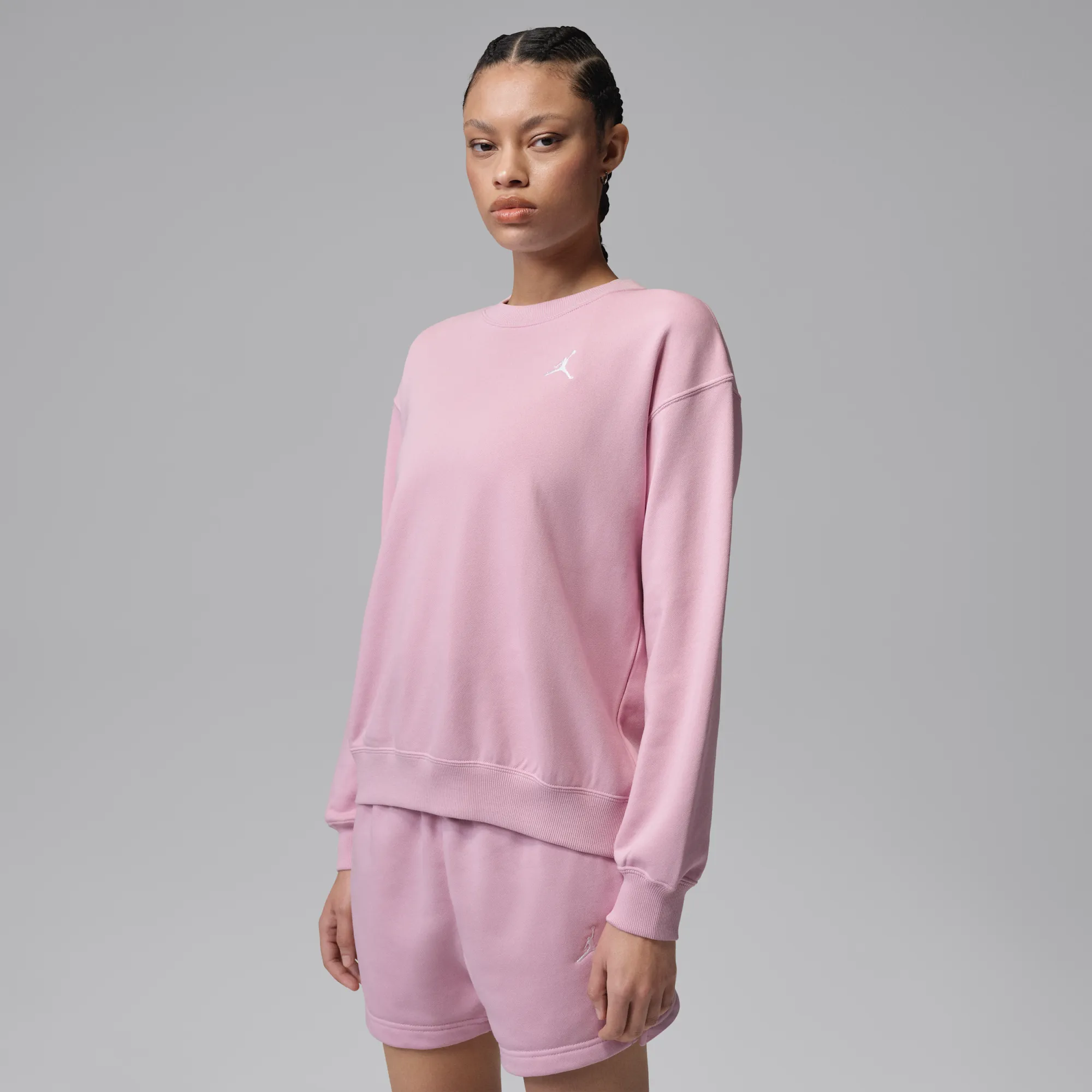 Nike Jordan Brooklyn Fleece Women's French Terry Crew-Neck Sweatshirt - Pink - Cotton/Polyester