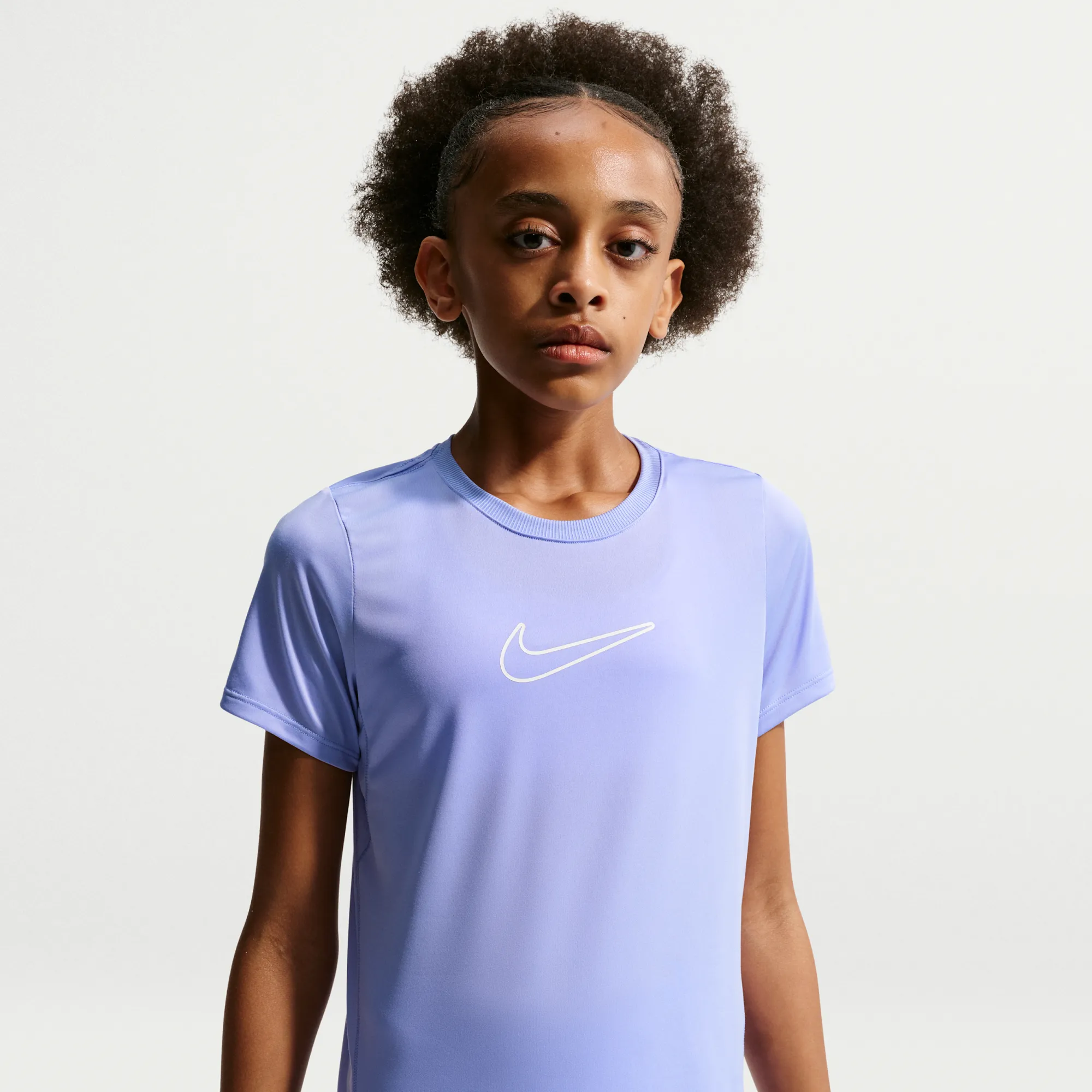 Nike One Fitted Older Kids' (Girls') Dri-FIT Short-Sleeve Top - Purple - Polyester