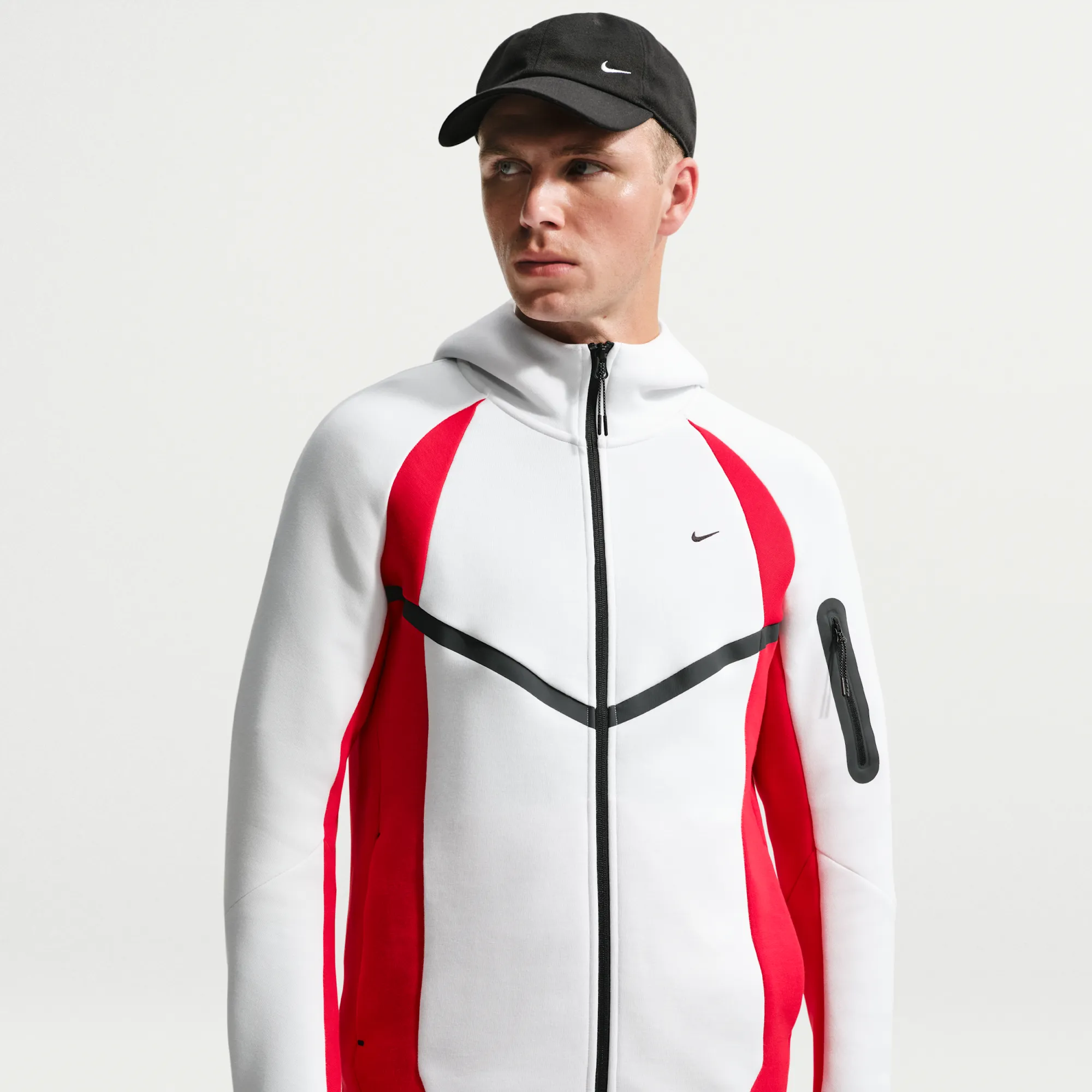 Nike Tech Men's Colour-Block Full-Zip Fleece Windrunner Jacket - White - Fleece