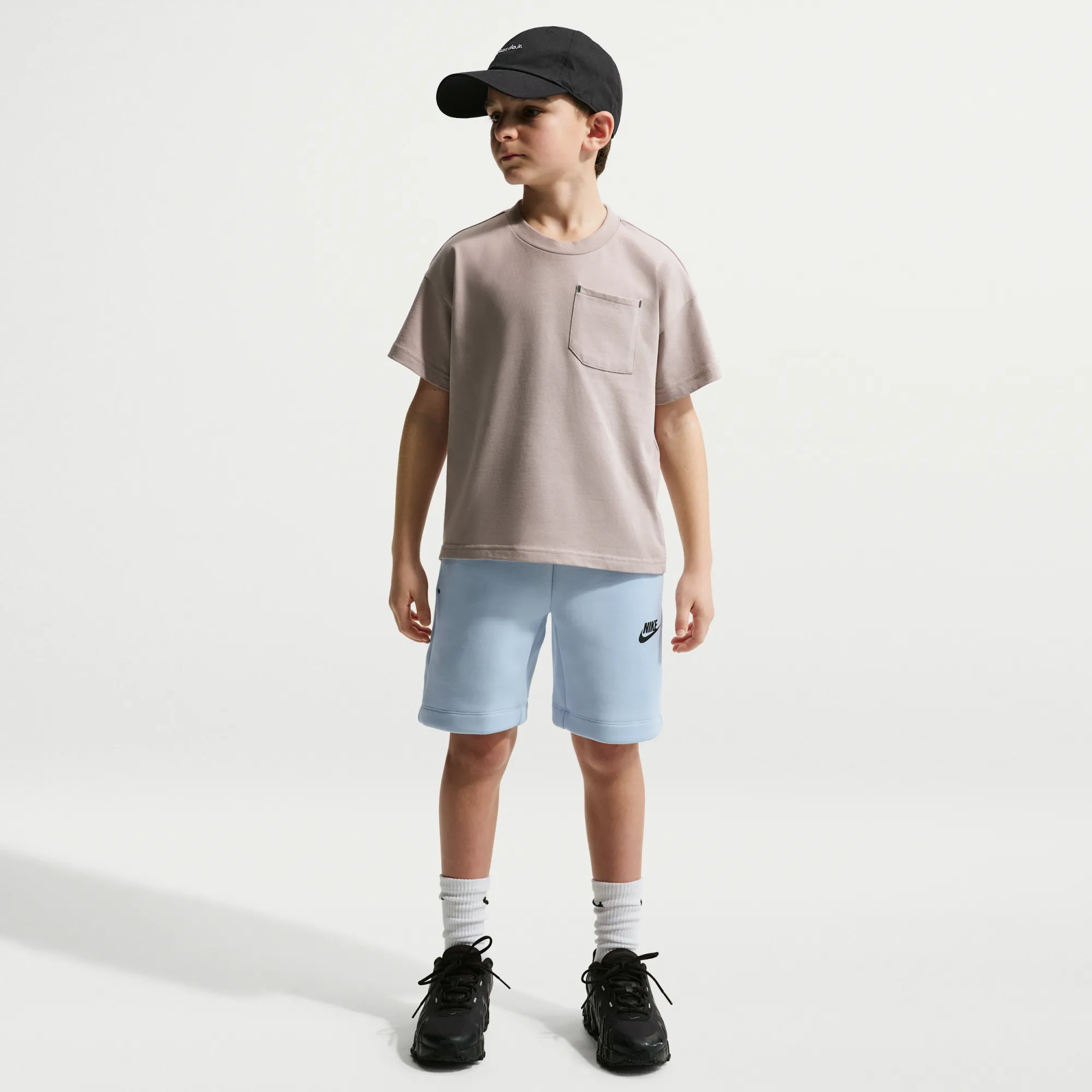 Nike Tech Fleece Older Kids' (Boys') Shorts - Blue - Cotton/Polyester