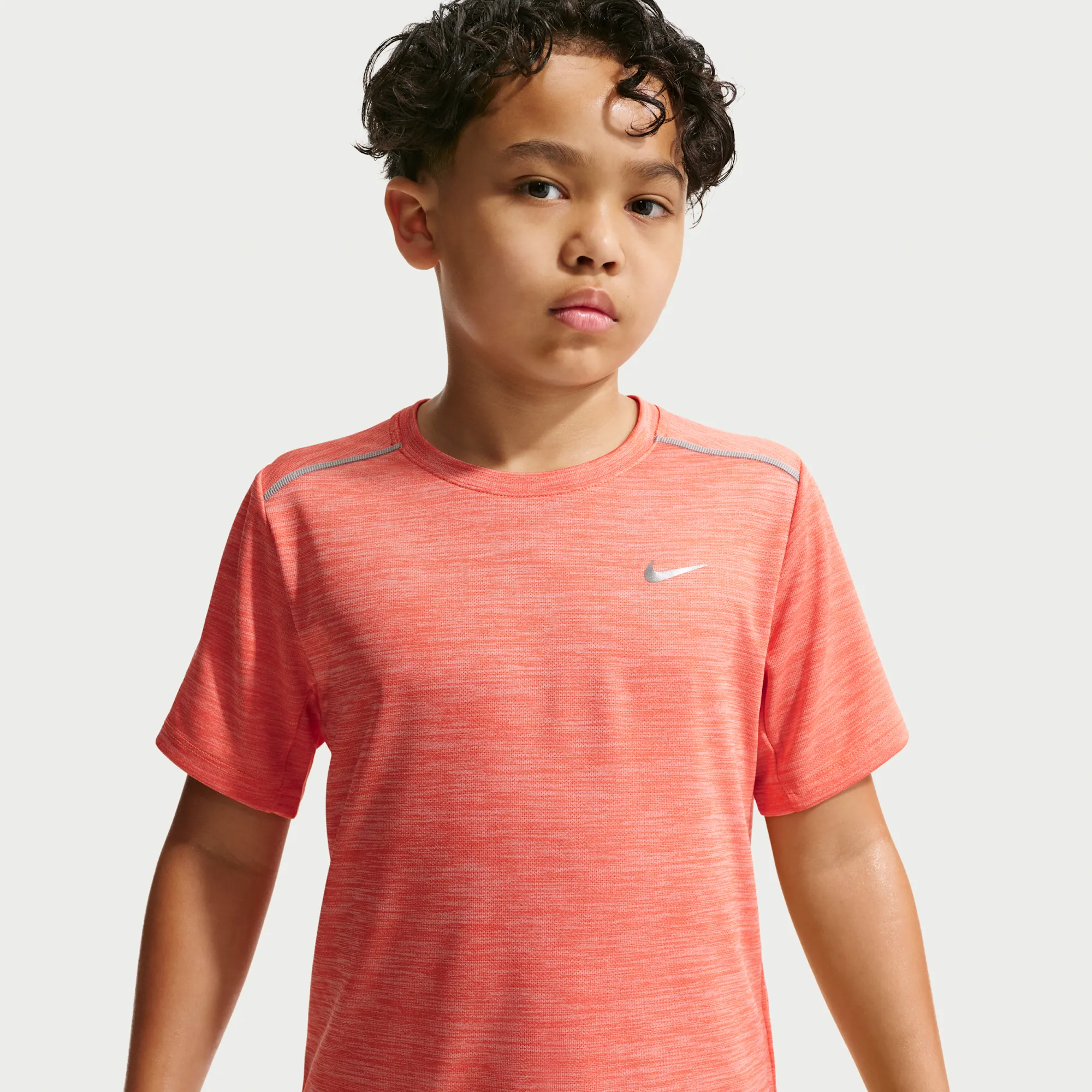 Nike Miler Older Kids' Dri-FIT Short-Sleeve Top - Orange - Polyester