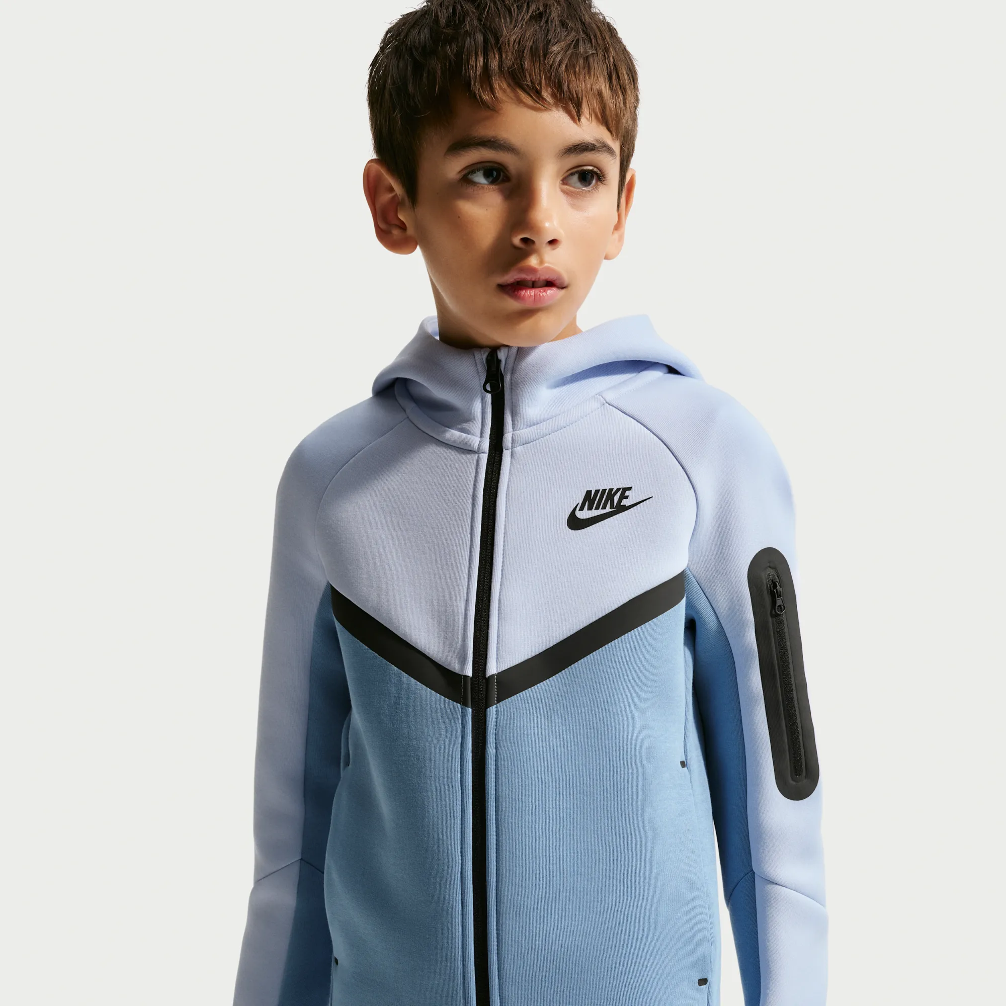 Nike Tech Fleece Older Kids' Full-Zip Hoodie - Blue - Cotton/Polyester