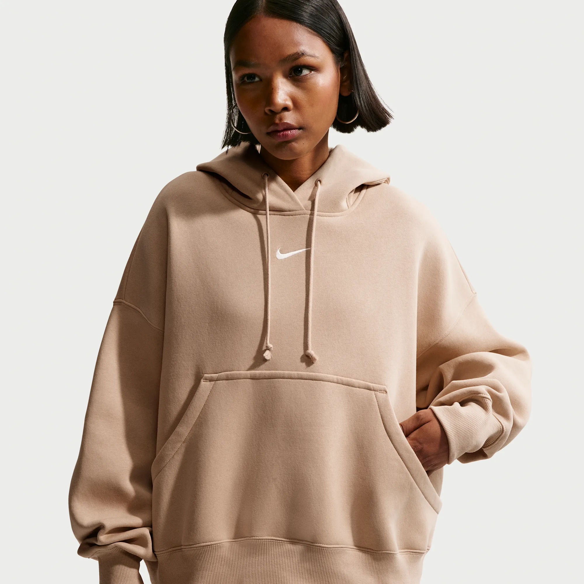 Nike Phoenix Fleece Women's Over-Oversized Pullover Hoodie - Brown - Cotton/Polyester