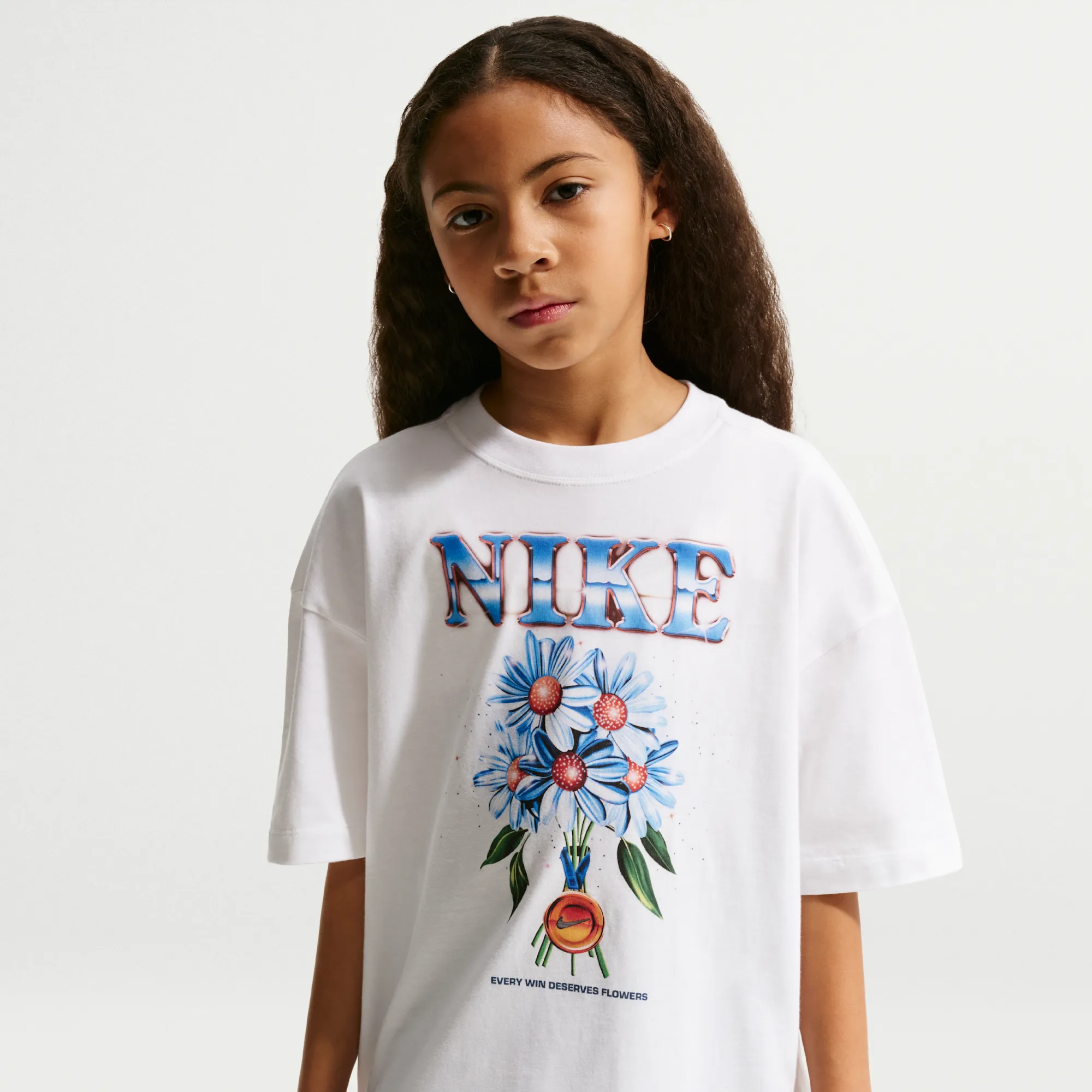 Nike Older Kids' (Girls') Oversized T-Shirt - White - Cotton