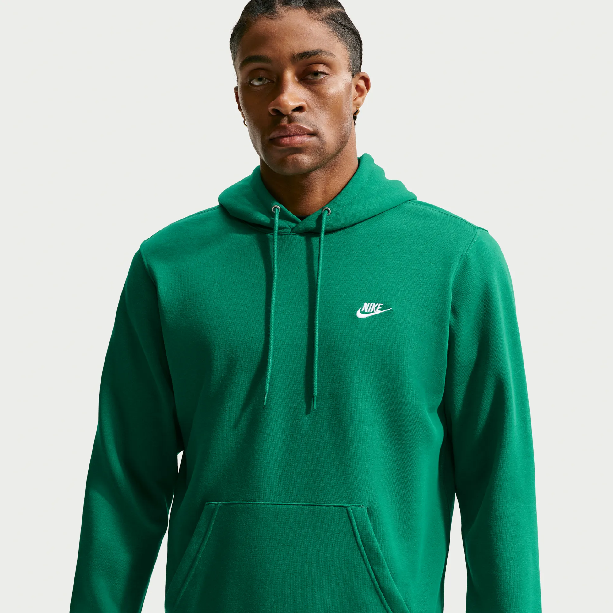 Nike Club Men's Pullover Fleece Hoodie - Green - Cotton/Polyester