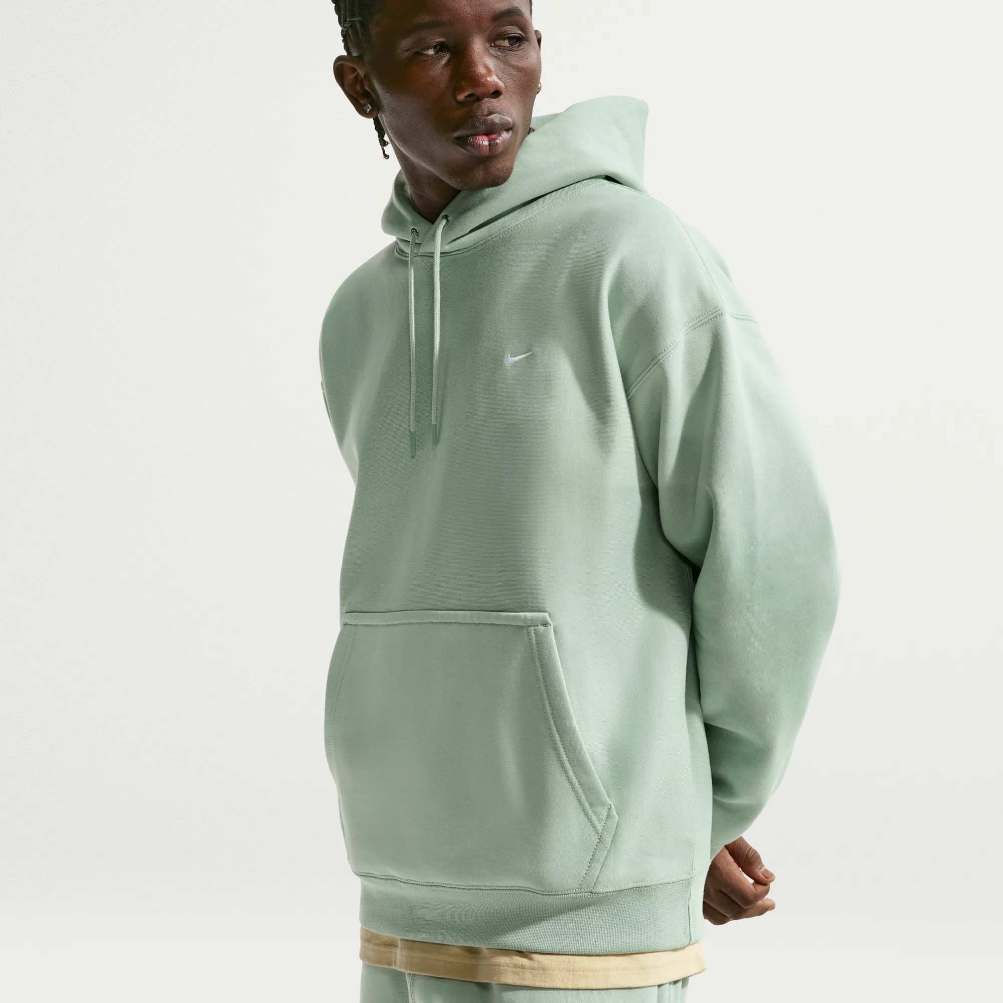 Nike Solo Swoosh Men's Pullover Hoodie - Green - Cotton/Polyester