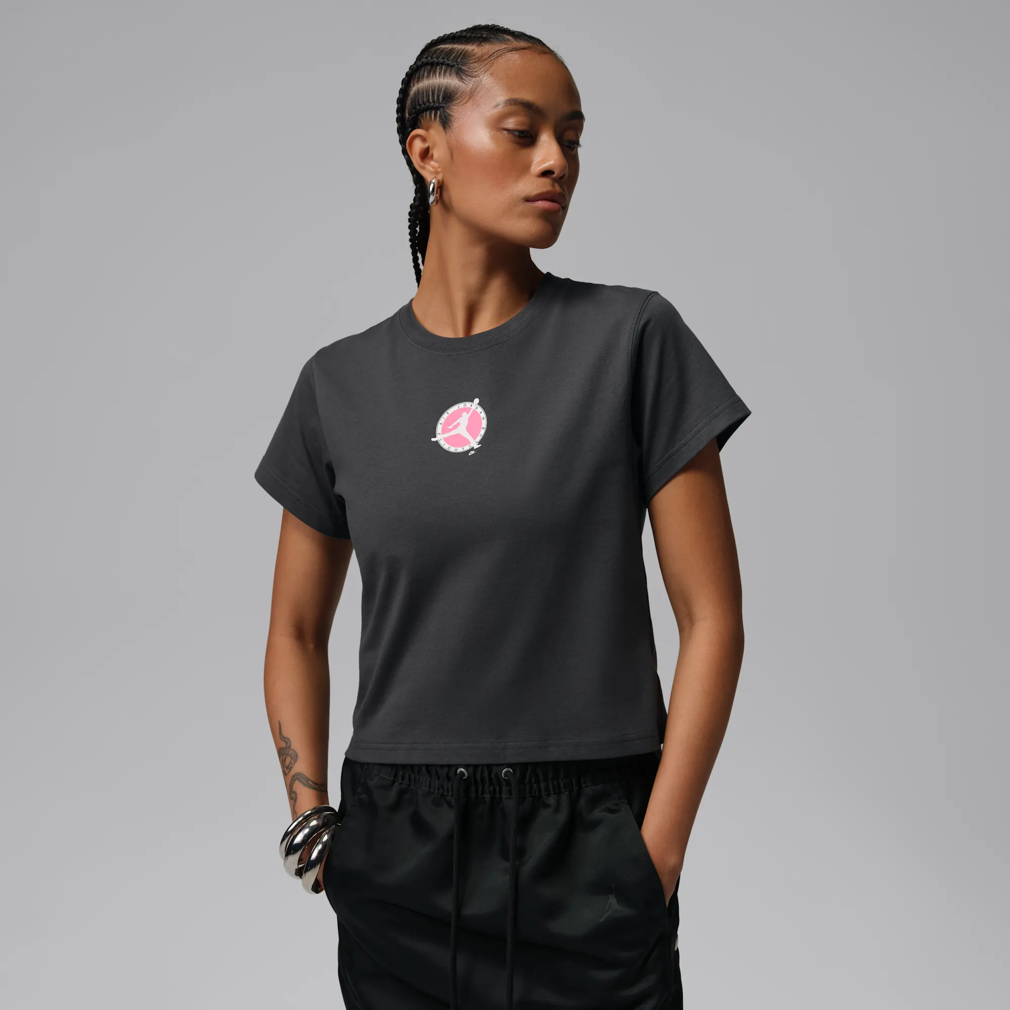 Nike Jordan Brooklyn Women's Graphic T-Shirt - Grey - Cotton