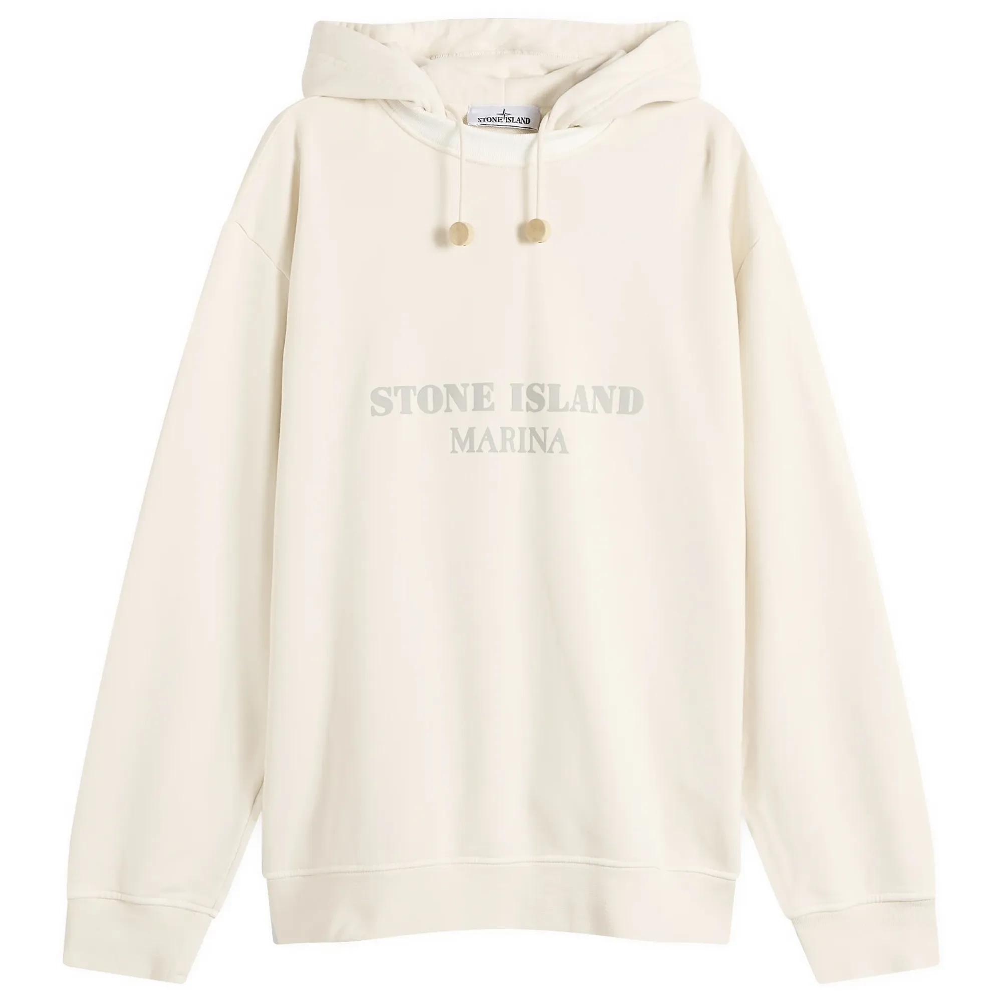Stone Island Men's Marina Garment Dyed Logo Hoodie Ivory