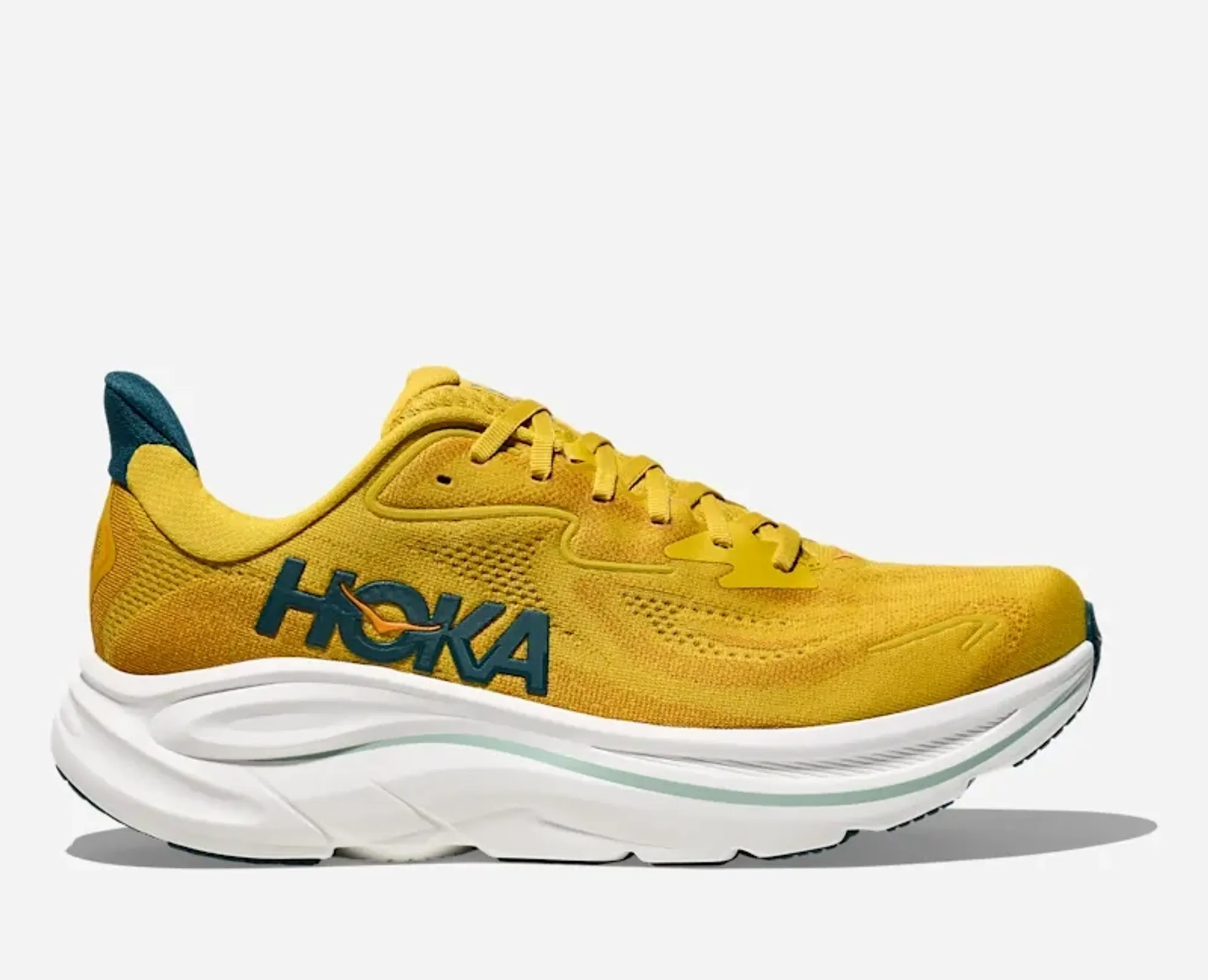 Hoka Men's Clifton 10 Road Running Shoes In Yellow Gold/Tidal Wave