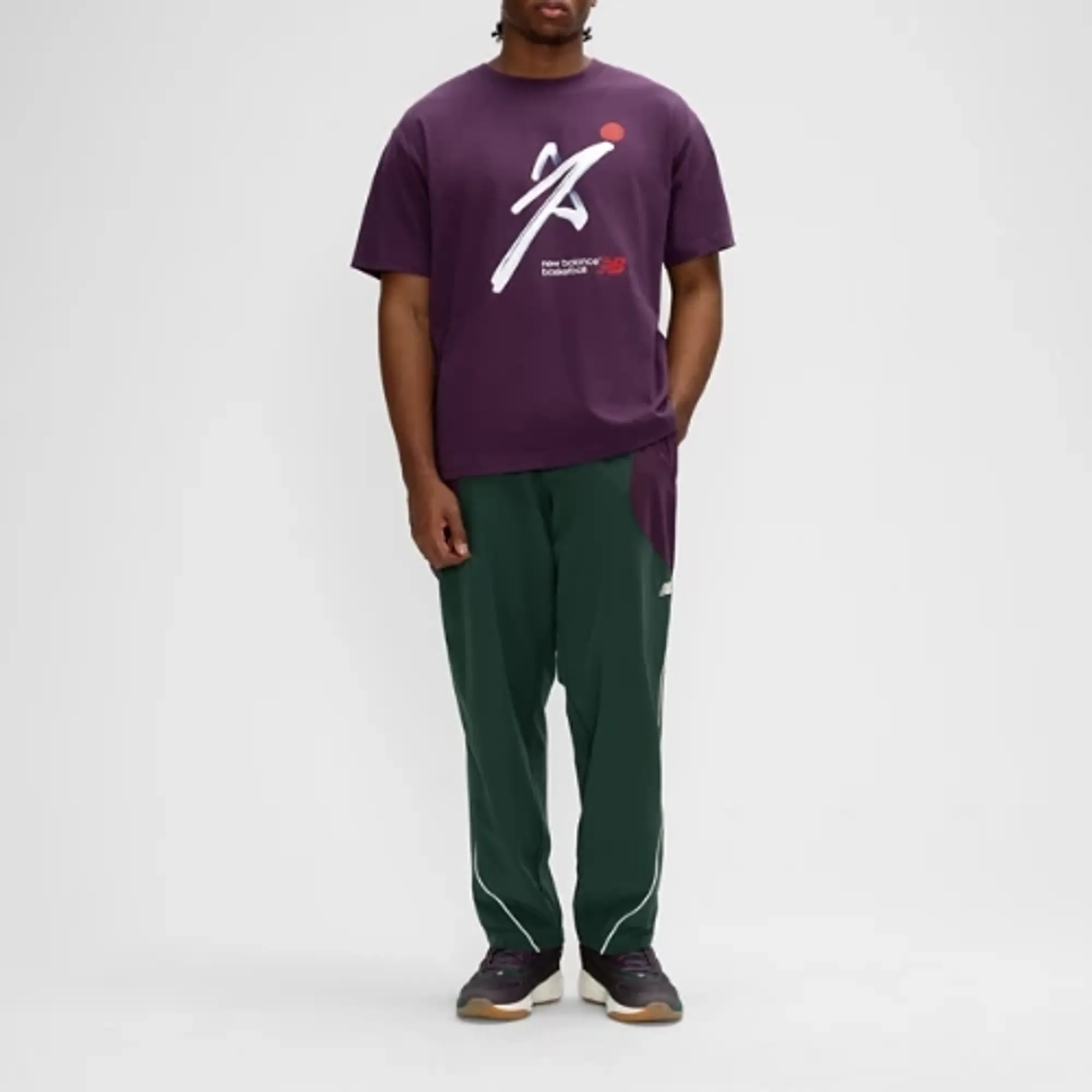 New Balance Men's Basketball Painted T-Shirt in Purple Cotton Jersey