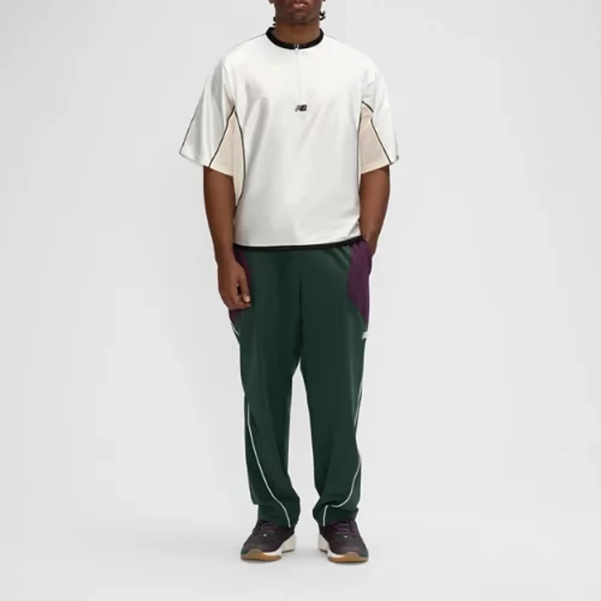 New Balance Men's Basketball Shooting Top in White/Beige Polyester