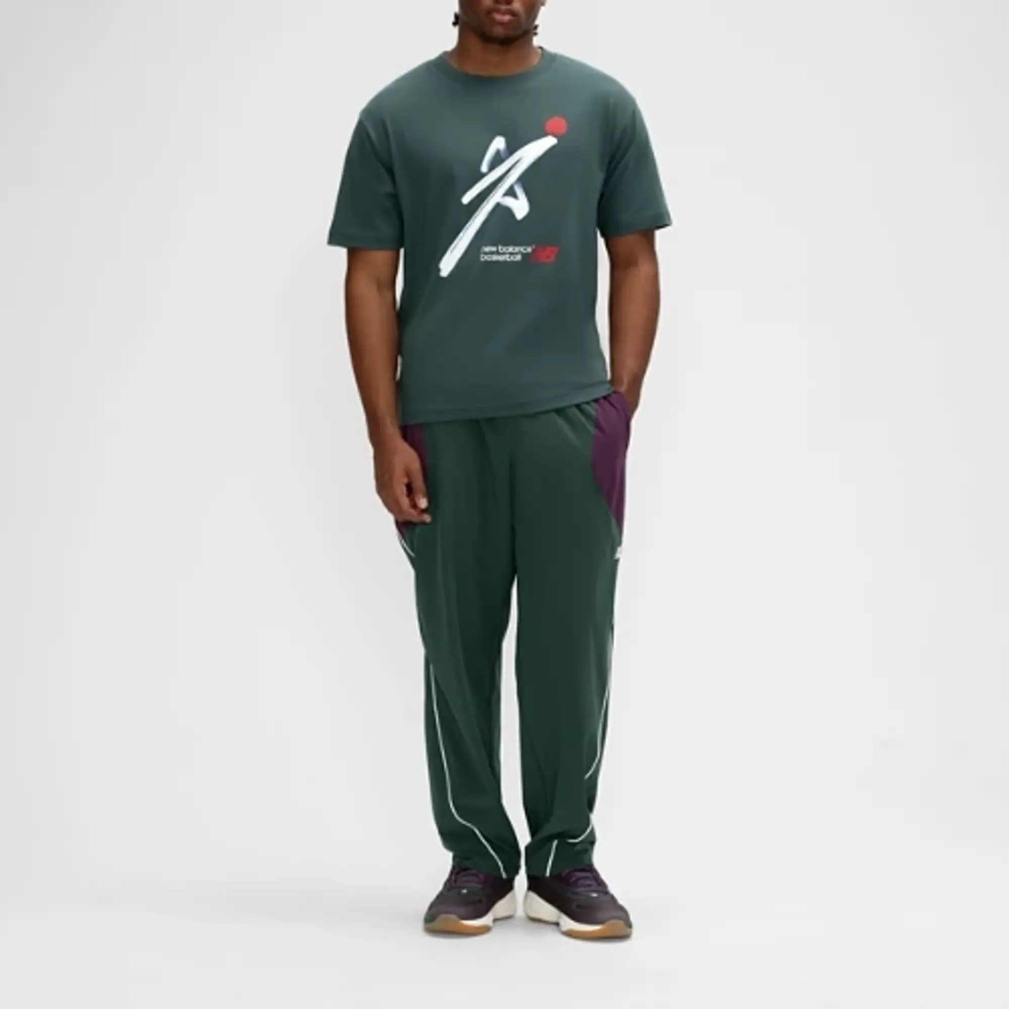 New Balance Men's Basketball Painted T-Shirt in Green Cotton Jersey