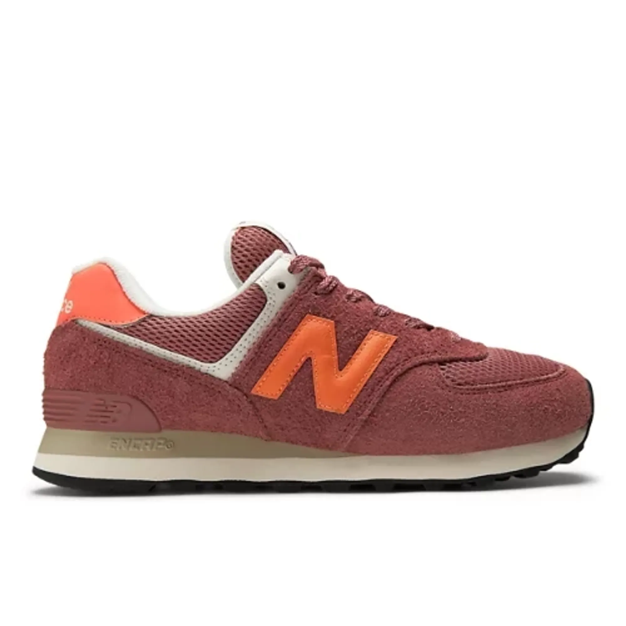 New Balance Unisex 574 in Red/Orange Suede/Mesh