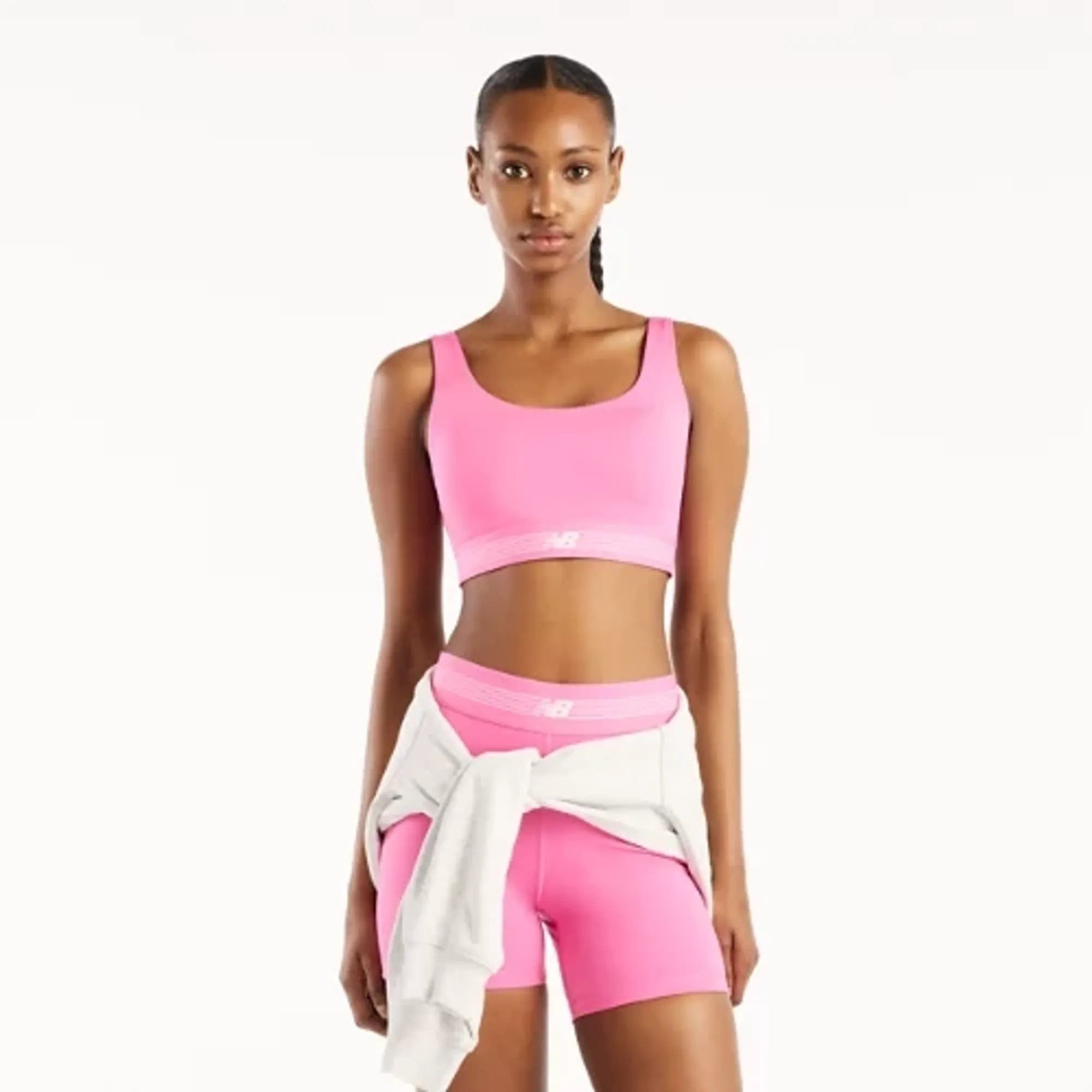 New Balance Women's AC Train Bra in Pink Poly Knit