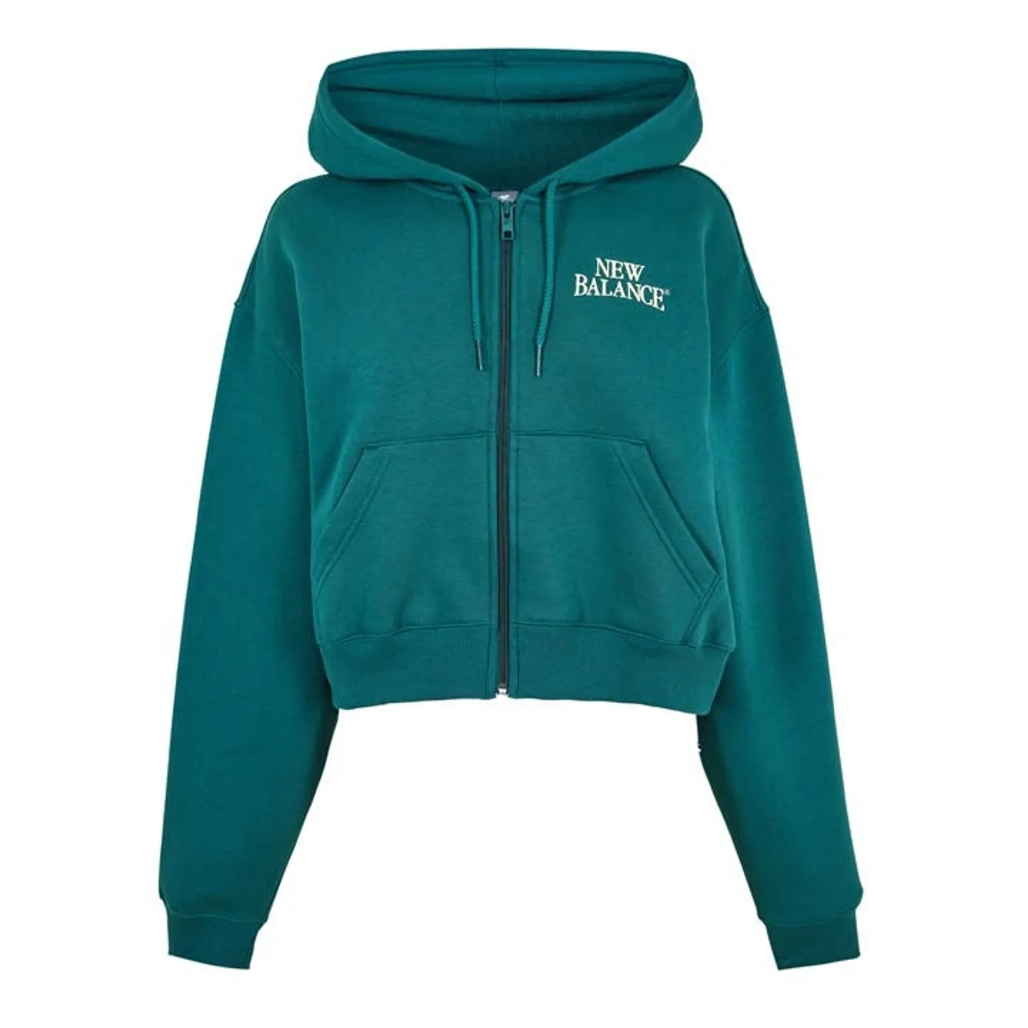 New Balance Women's Trackside Fleece Full Zip in Green Cotton Fleece