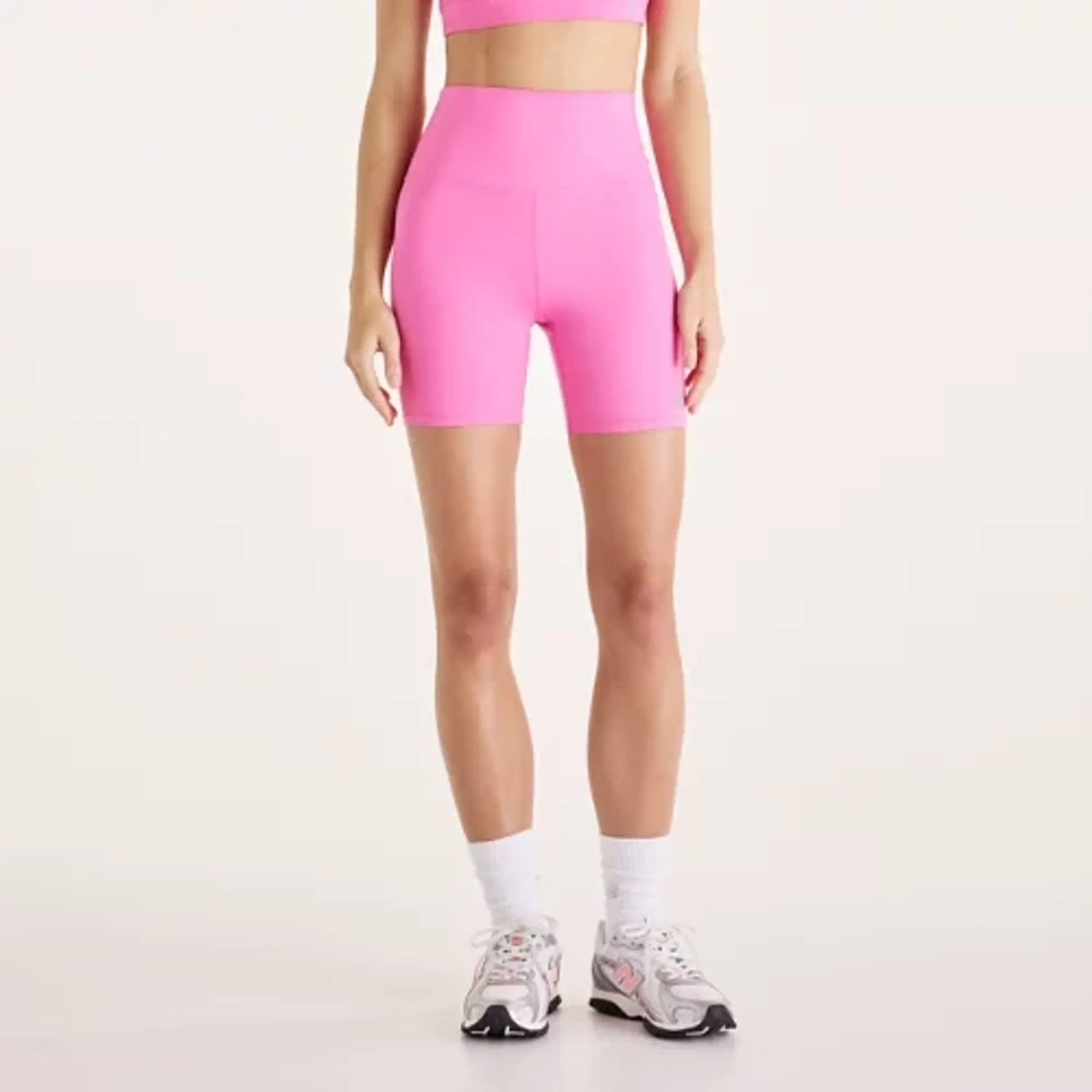 New Balance Women's NB Harmony High Rise Short 6" in Pink Poly Knit