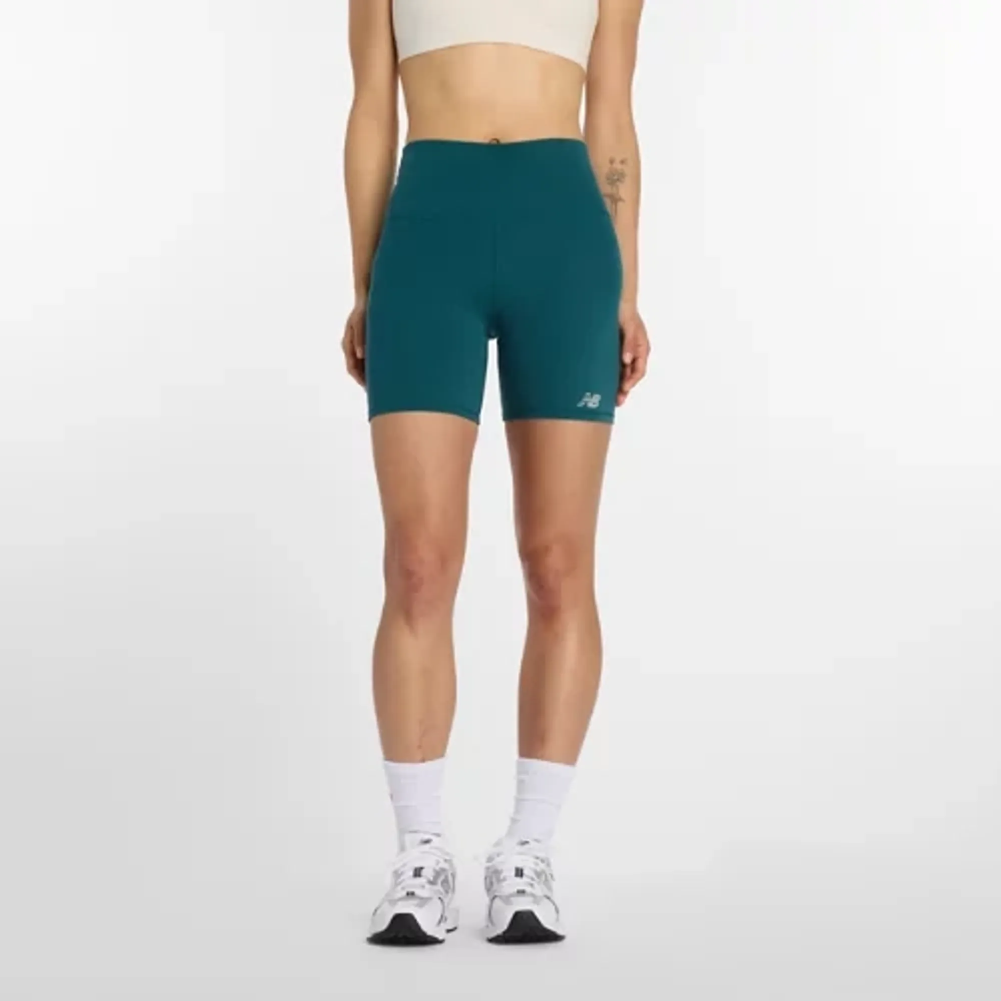 New Balance Women's NB Harmony High Rise Short 6" in Green Poly Knit
