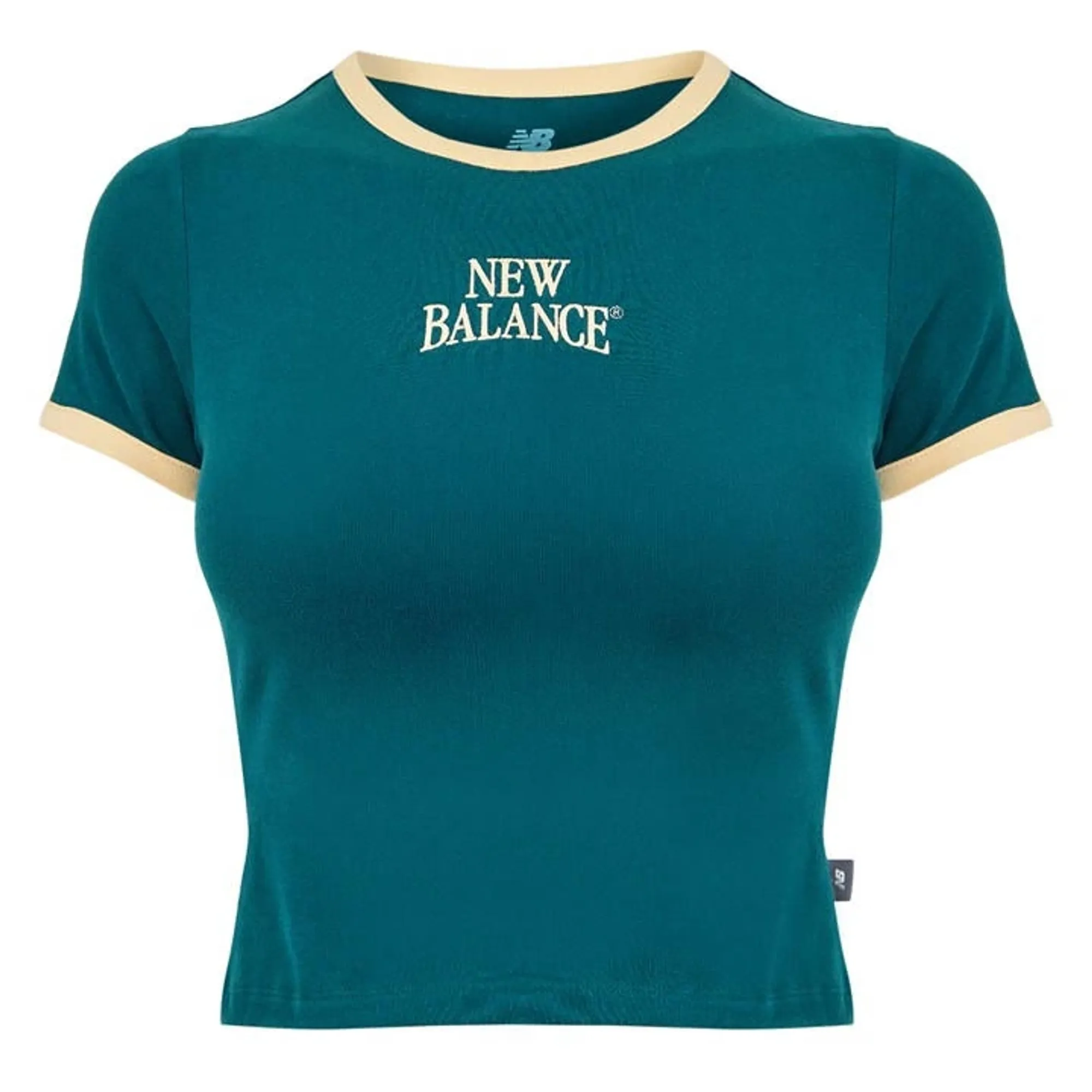 New Balance Women's Trackside Ringer T-Shirt in Green Cotton Jersey