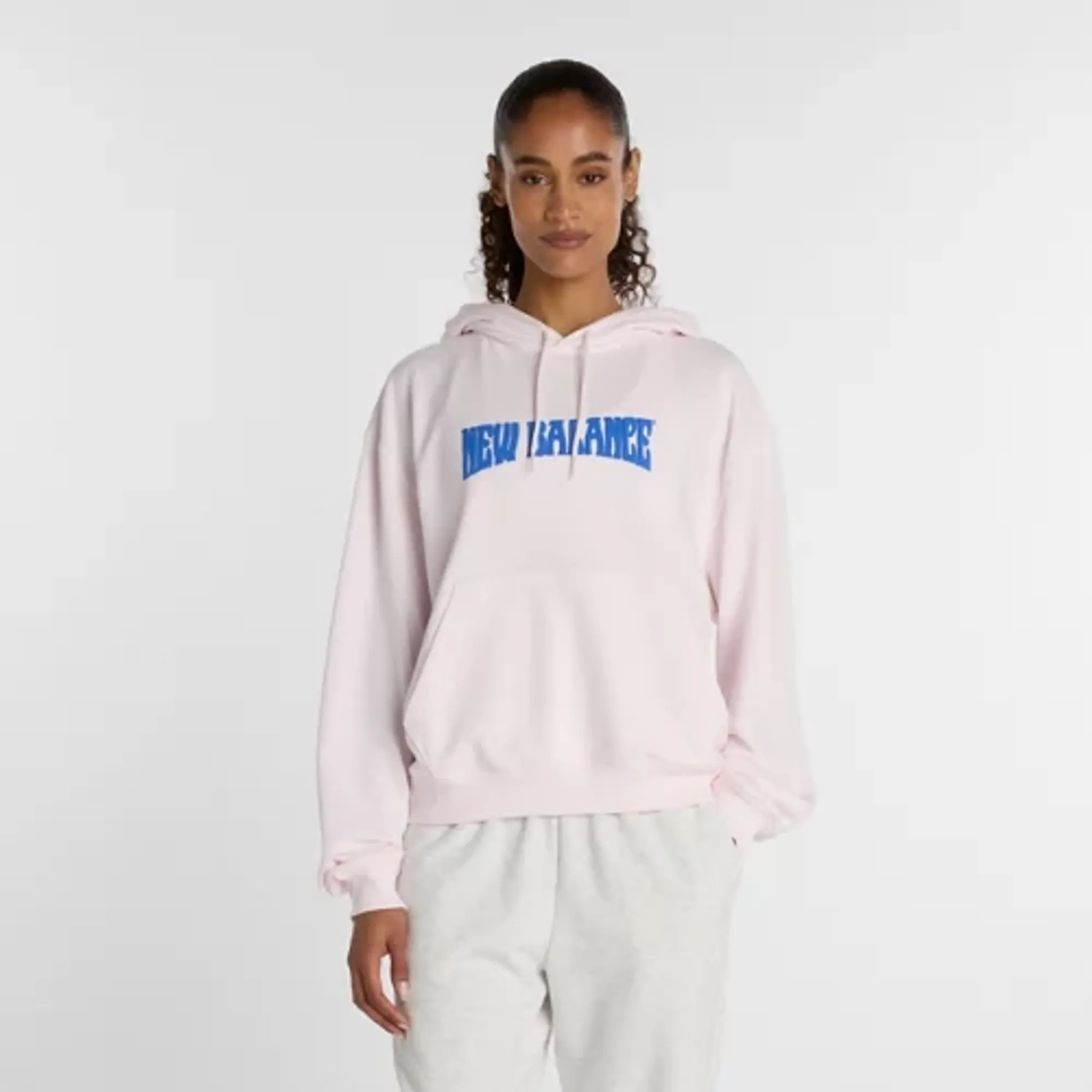 New Balance Women's Wavy Oversized Hoodie in Pink Cotton Fleece