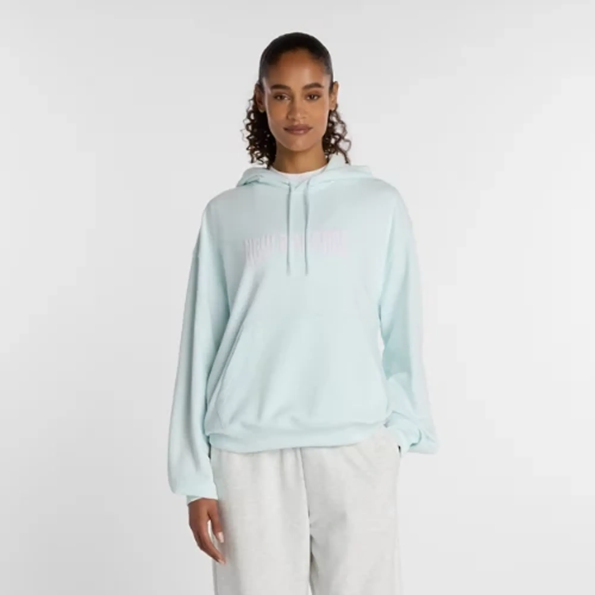 New Balance Women's Wavy Oversized Hoodie in Blue Cotton Fleece
