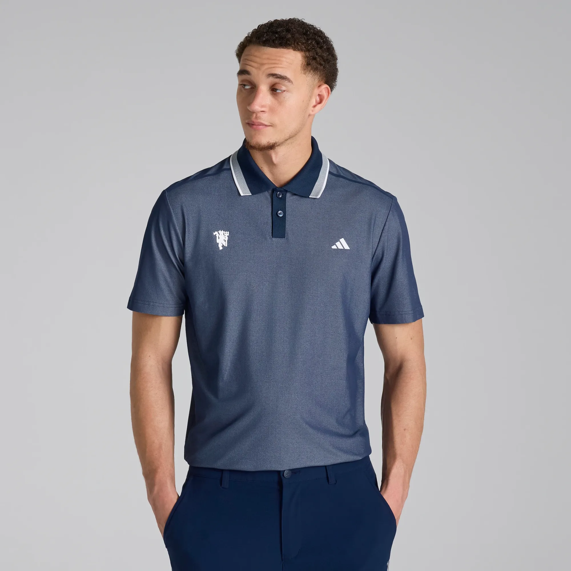 Manchester United x adidas Ultimate365 Tour Pique Polo Shirt Navy