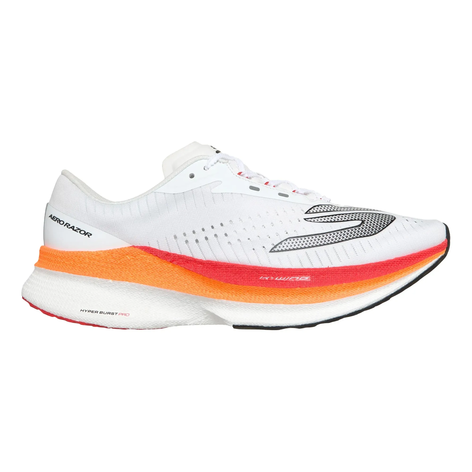 Skechers Men's Aero Razor Sneaker in White/Black/Orange