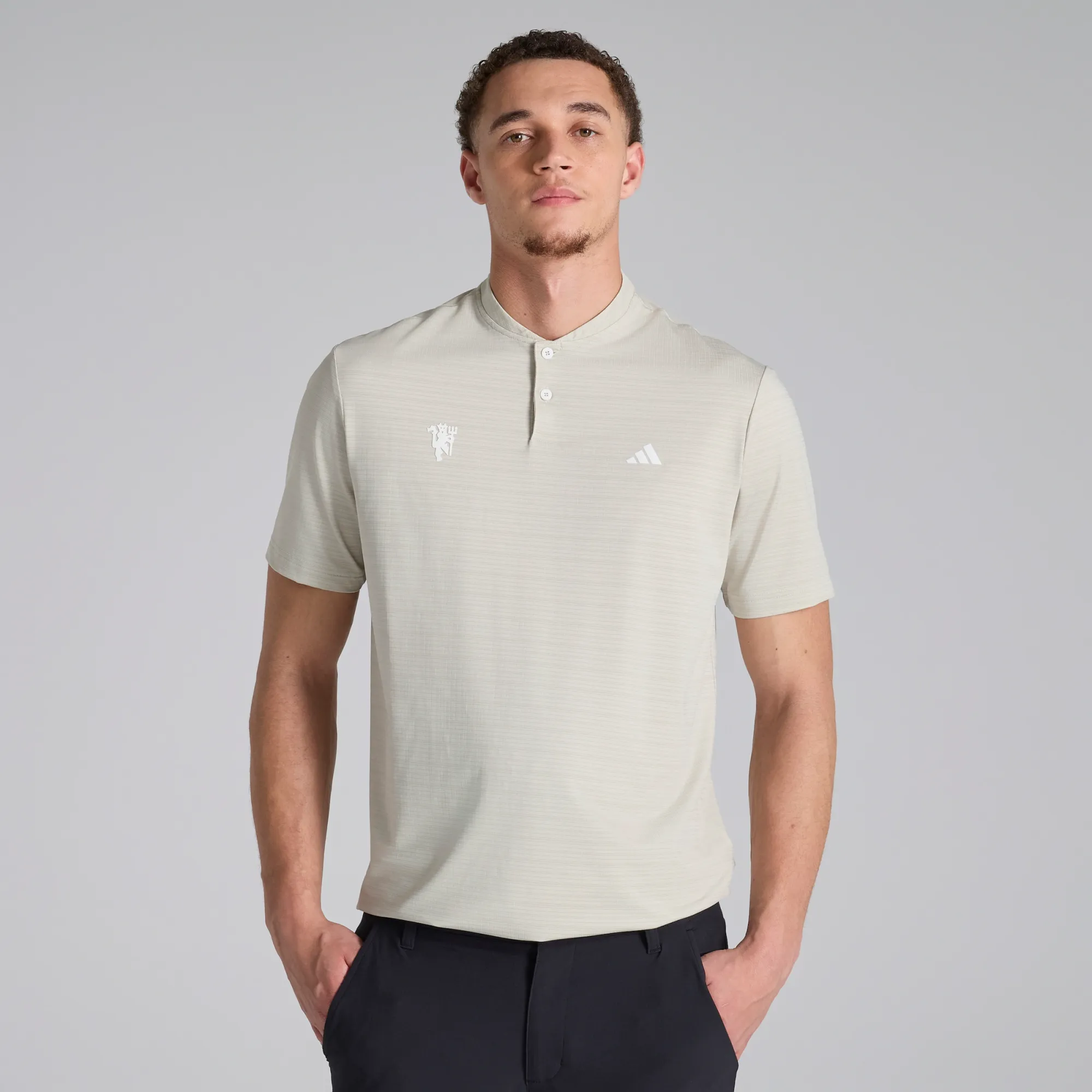Manchester United x adidas Golf Ultimate365 Sport Collar Polo Shirt Beige