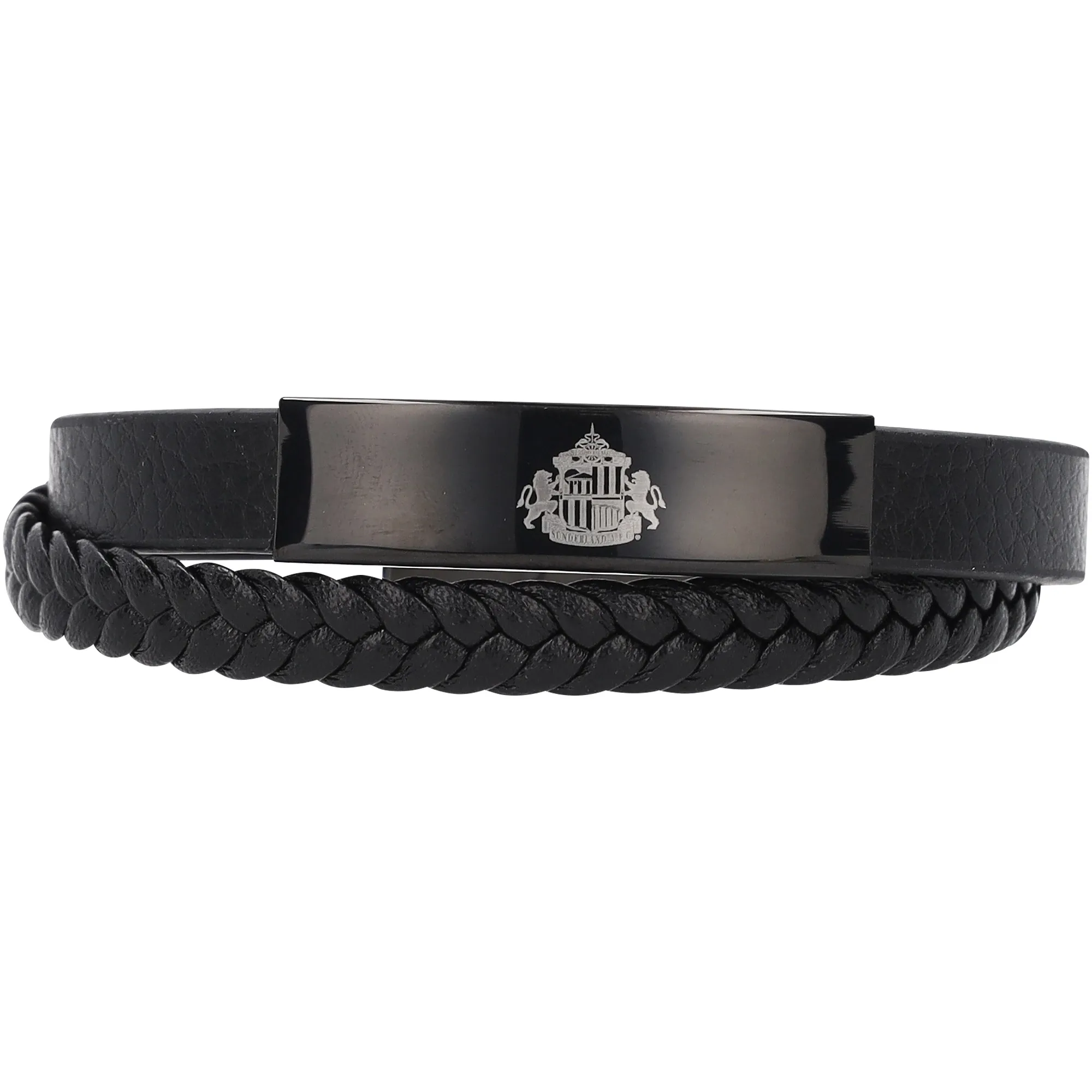 Sunderland Crest Leather Wrap Bracelet - Black
