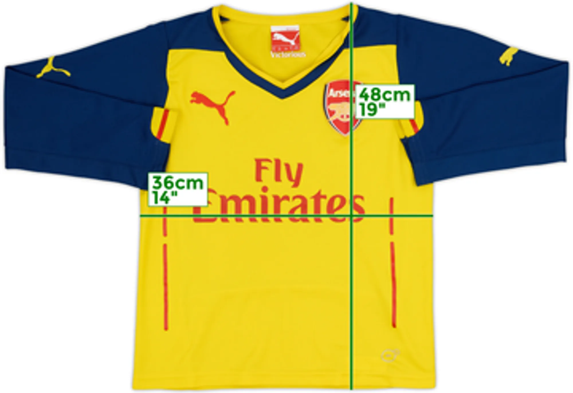 2014-15 Arsenal Away L/S Shirt - 7/10 - (S.Boys)
