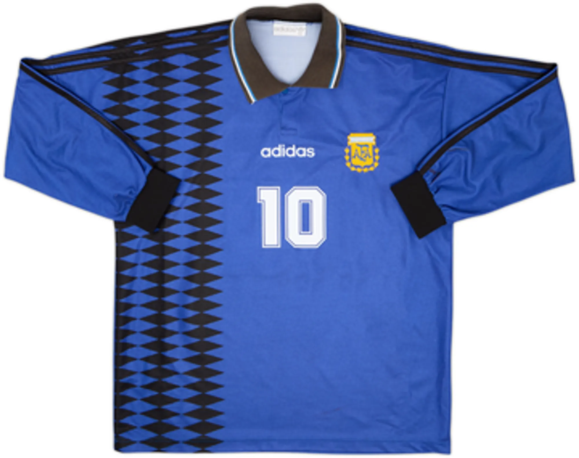 1994-97 Argentina Away L/S Shirt Maradona #10 - 7/10 - (L)
