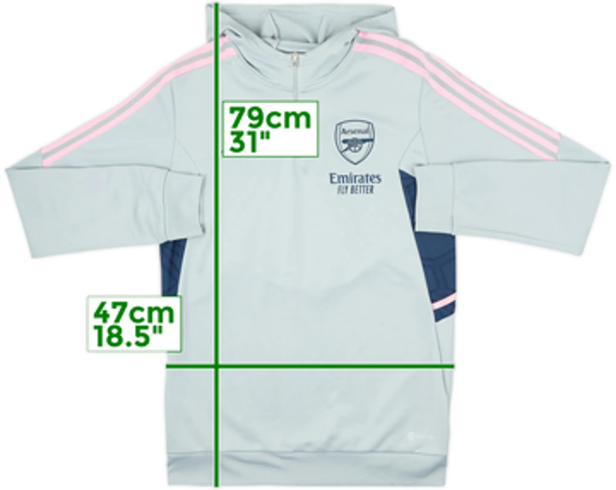 2022-23 Arsenal adidas 1/4 Zip Hooded Drill Top - 8/10 - (M)