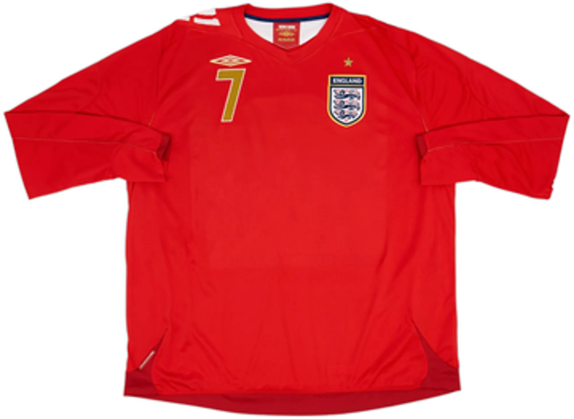 2006-08 England Away L/S Shirt Beckham #7 - 9/10 - (3XL)