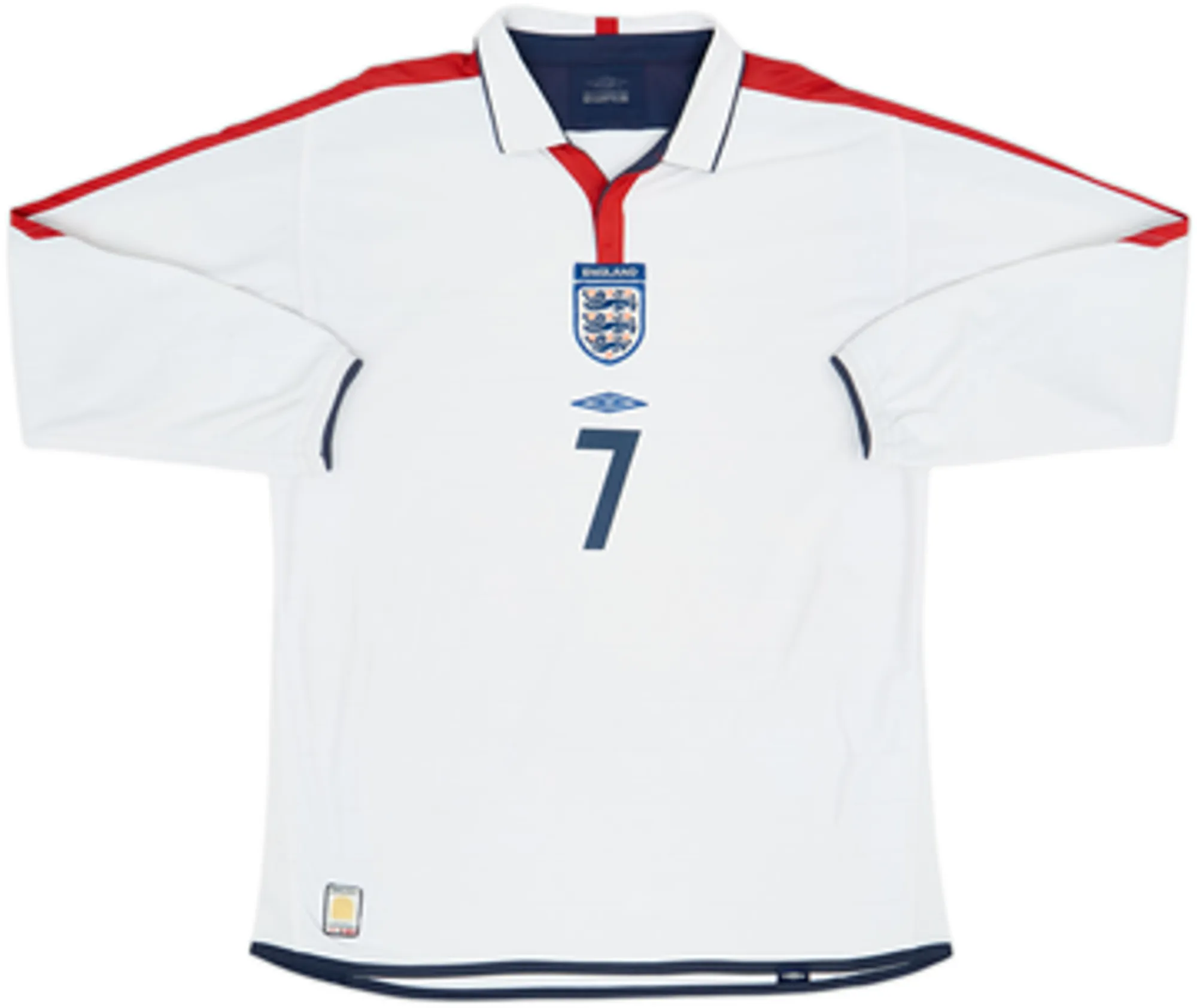 2003-05 England Home L/S Shirt Beckham #7 - 5/10 - (L)
