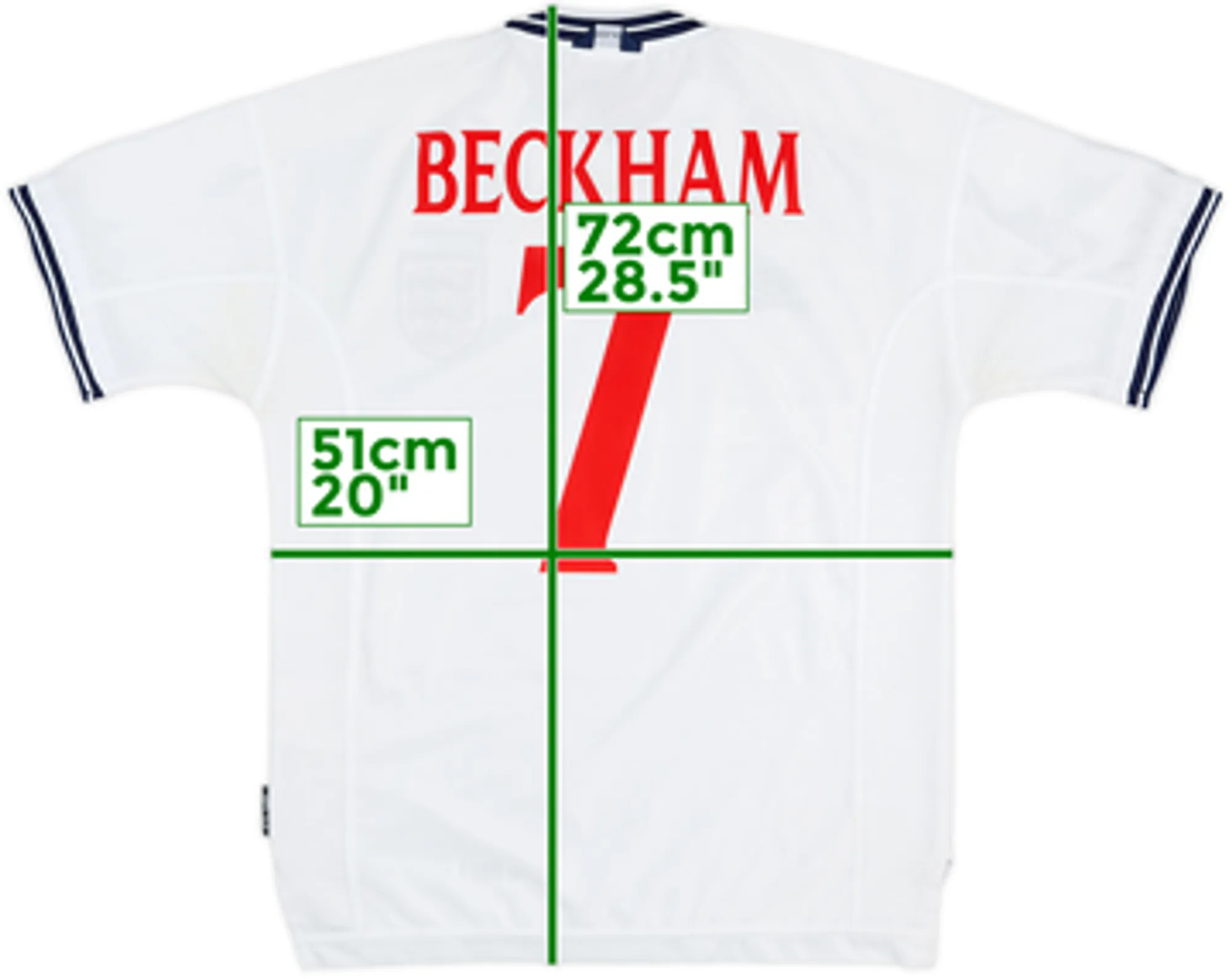 1999-01 England Home Shirt Beckham #7 - 6/10 - (M)