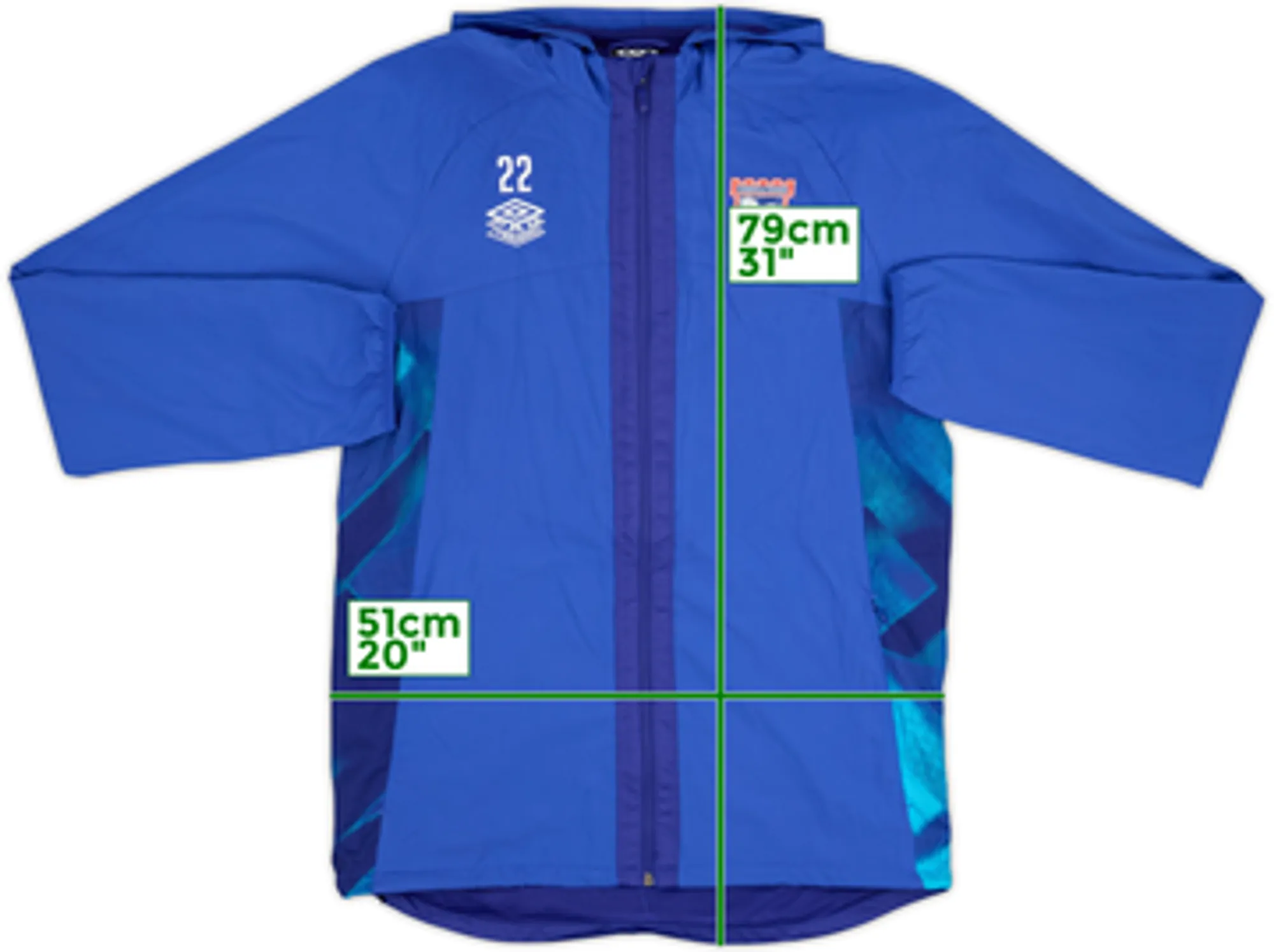 2022-23 Ipswich Player Issue Umbro Hooded Rain Jacket #22 - 8/10 - (M)