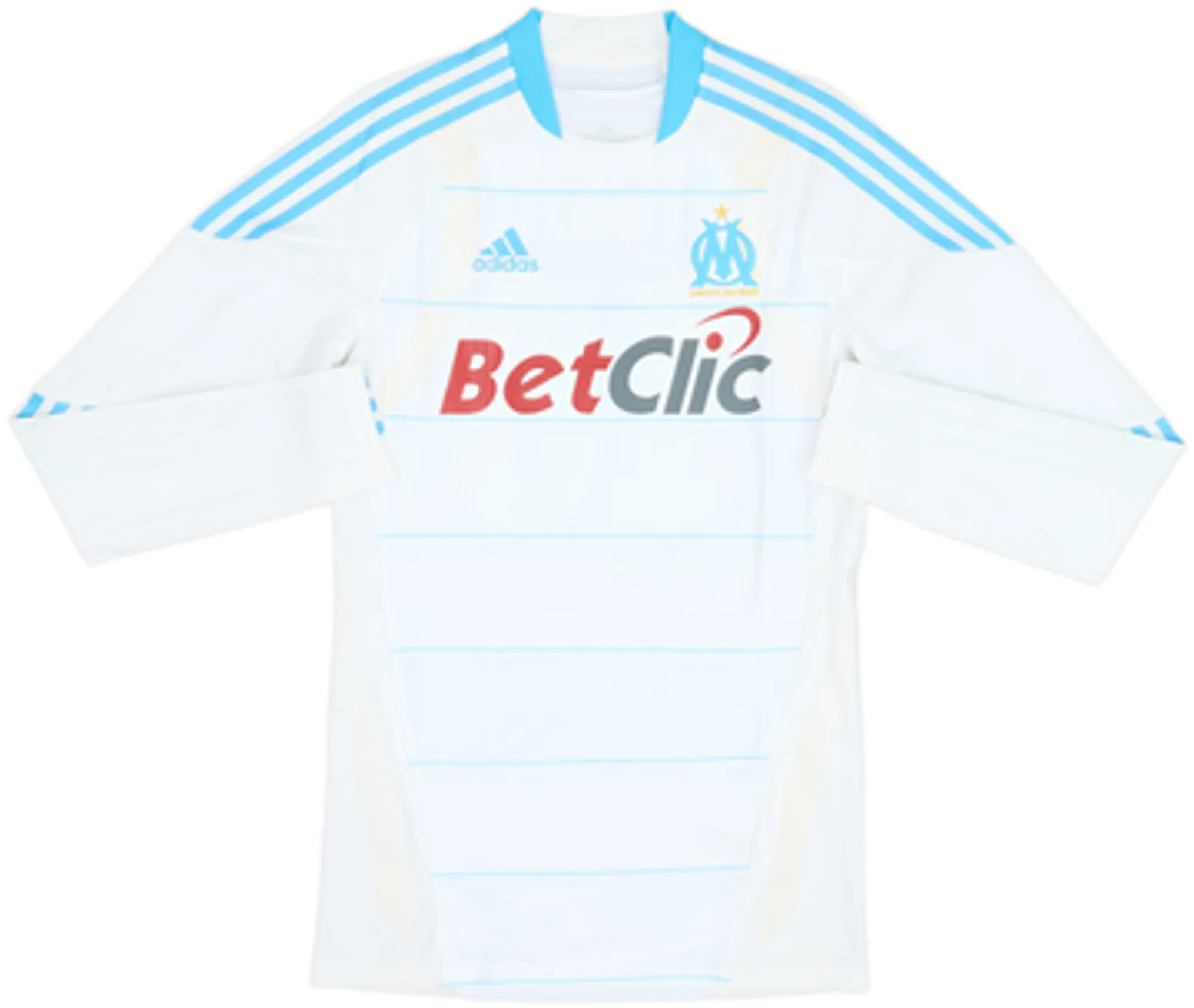 2010-11 Olympique Marseille Player Issue TechFit L/S Home Shirt Gignac #10 - 8/10 - (L)