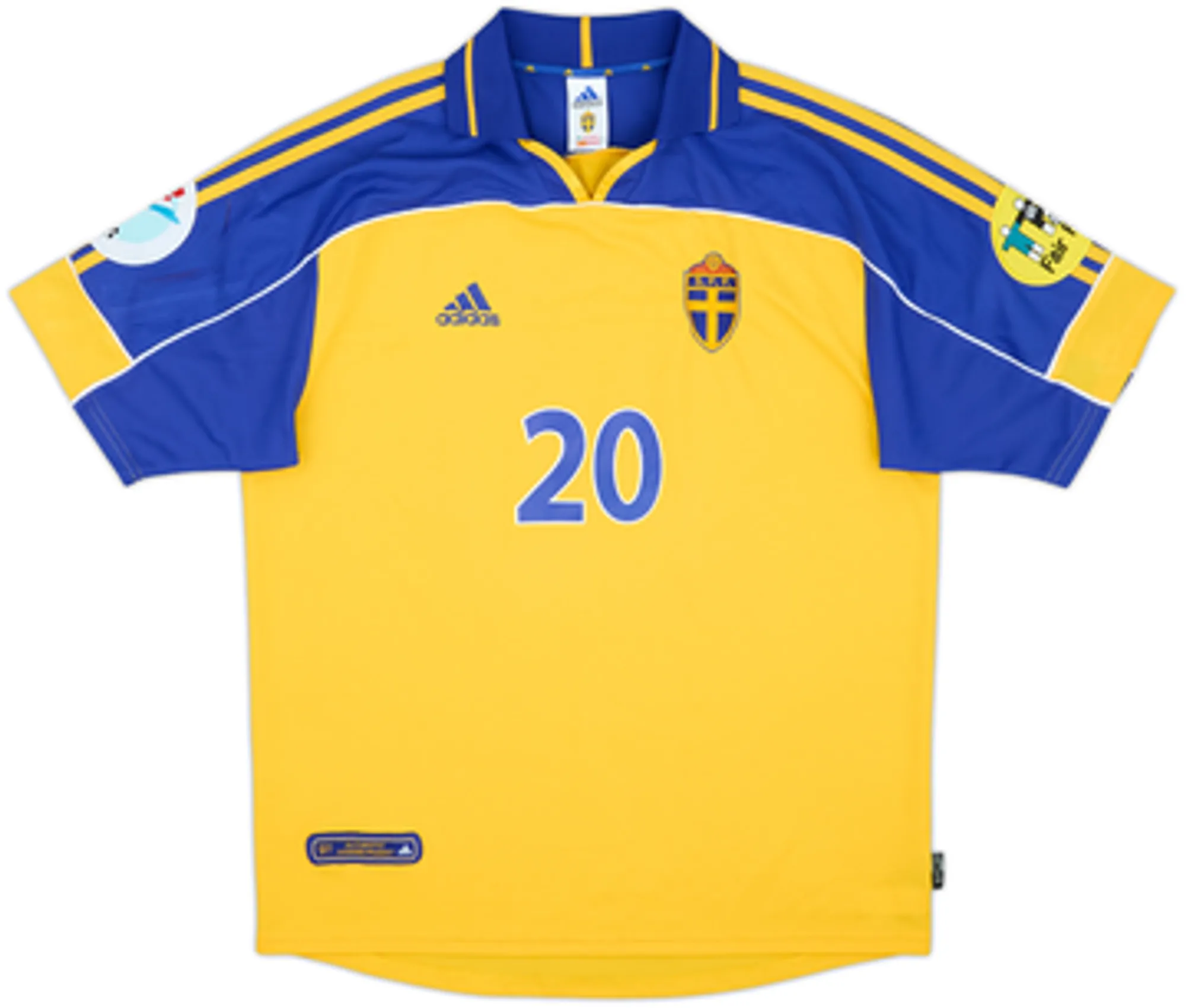 2000-02 Sweden Home Shirt Larsson #20 - 8/10 - (L)