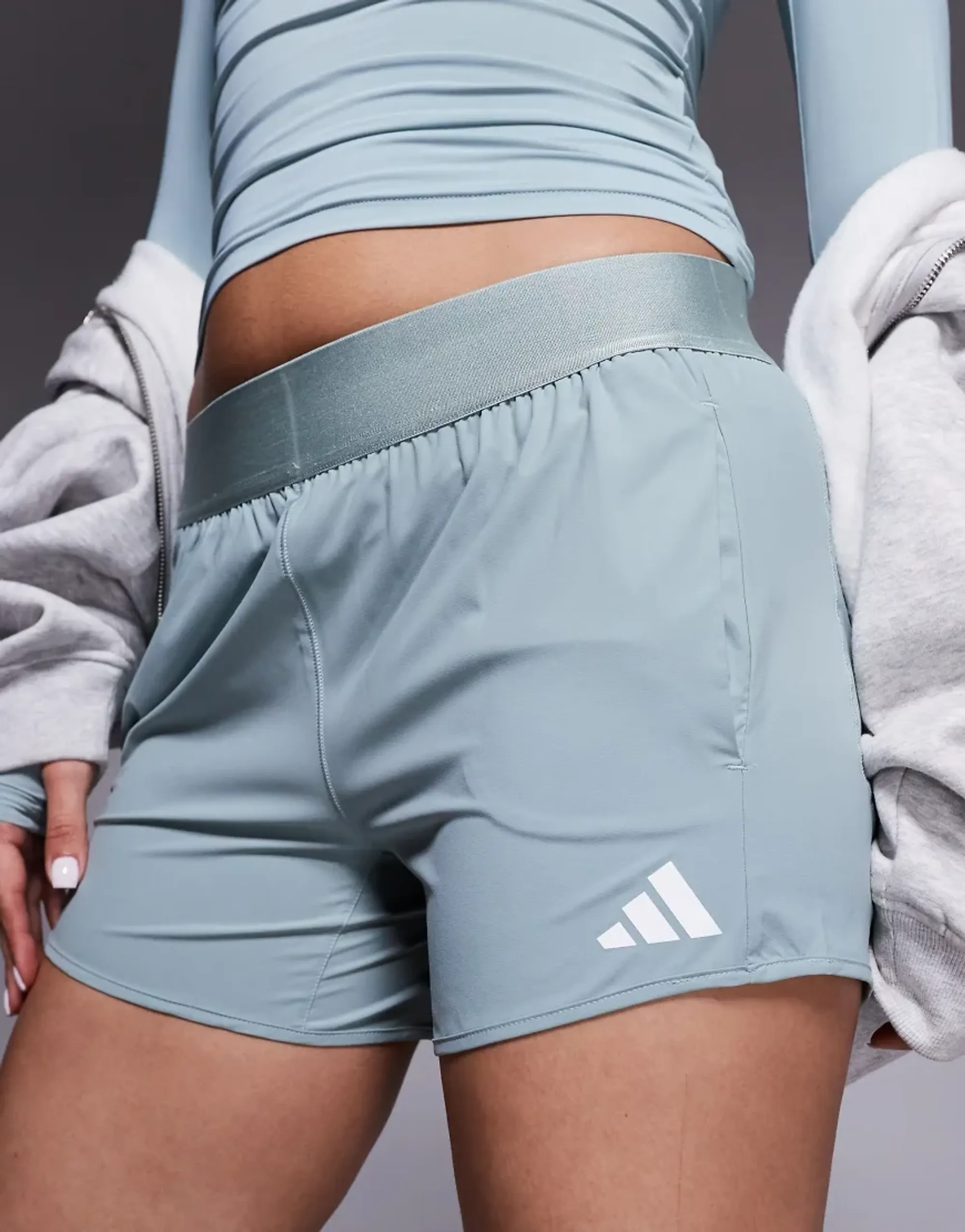 Adidas Training Flex Pacer Shorts In Sage-Navy