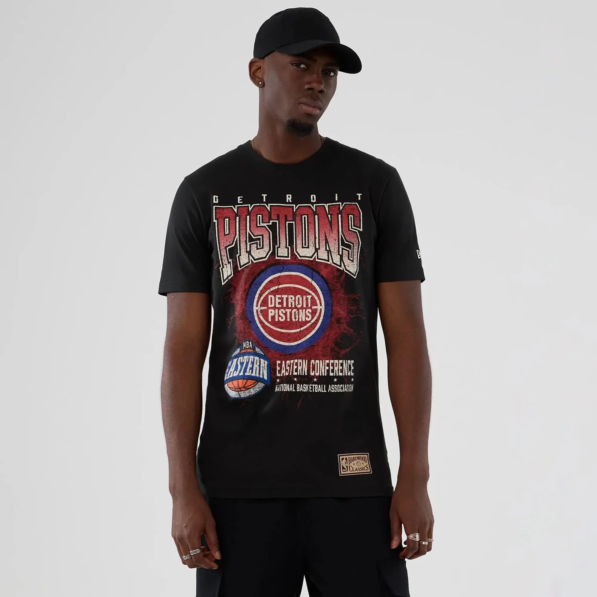 Detroit Pistons NBA Hardwood Classic Black T-Shirt New Era Cap adult unisex