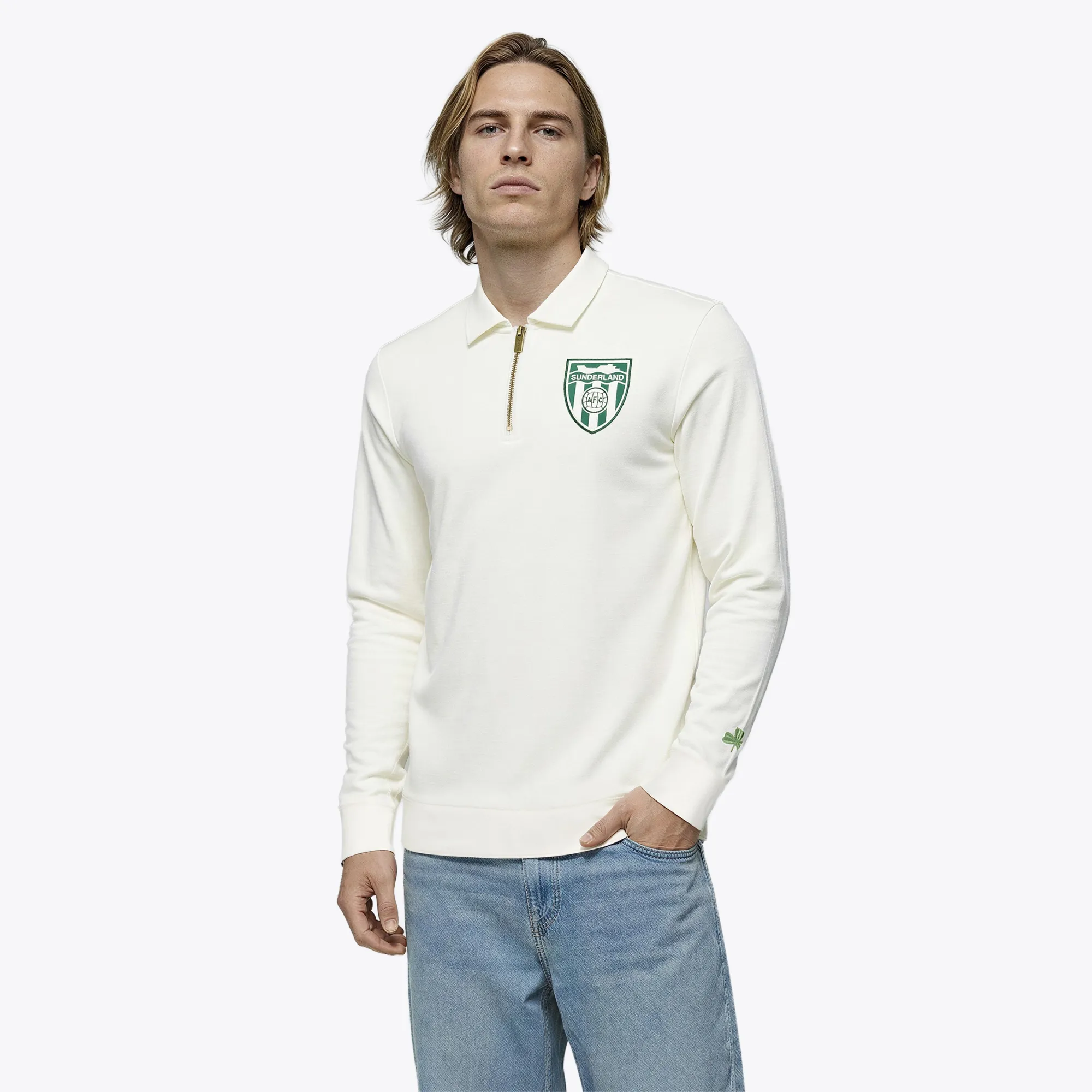Sunderland St Patricks Day 1/4 Zip - Off White - Unisex