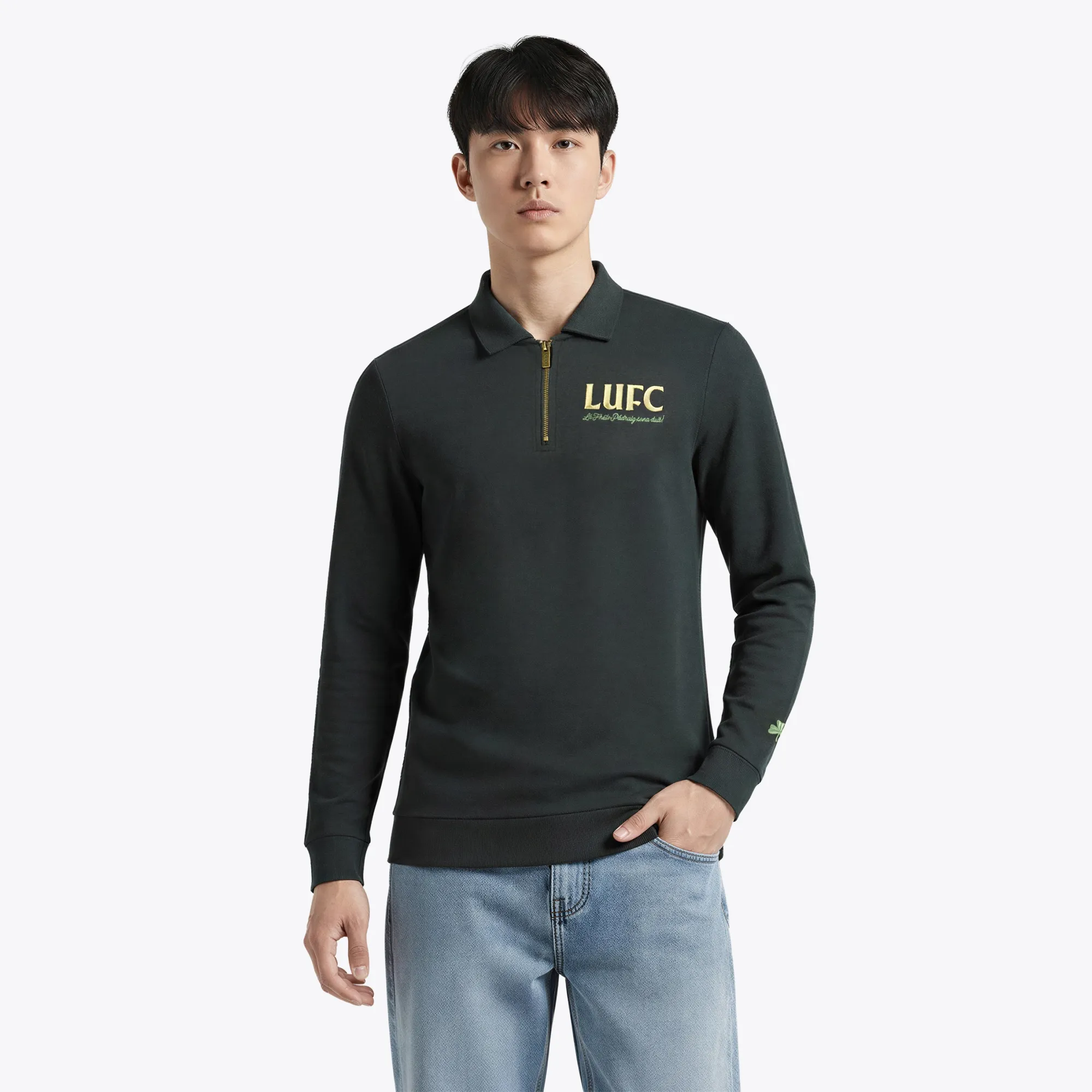 Leeds United St Patricks Day 1/4 Zip - Black - Unisex